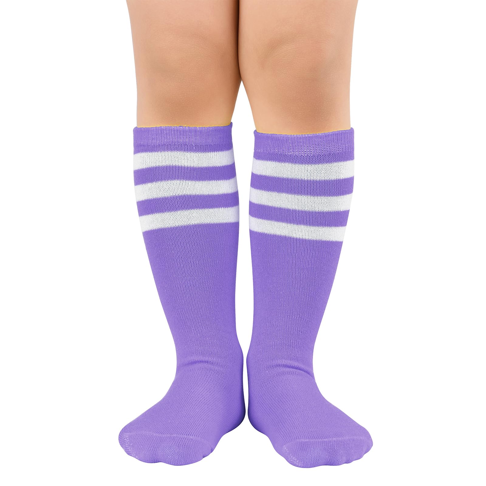 Trendy Kids Soccer Socks - Knee High Athletic Socks for Boys & Girls | Breathable Sports Socks for School, Training & Games | Striped Design for Toddlers & Youth