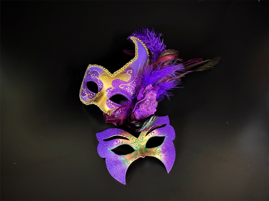 Vibrant Purple Carnival Party Set - Costume Accessories for Mardi Gras, Halloween & Cosplay - Perfect for Festivals, Parades & Themed Events