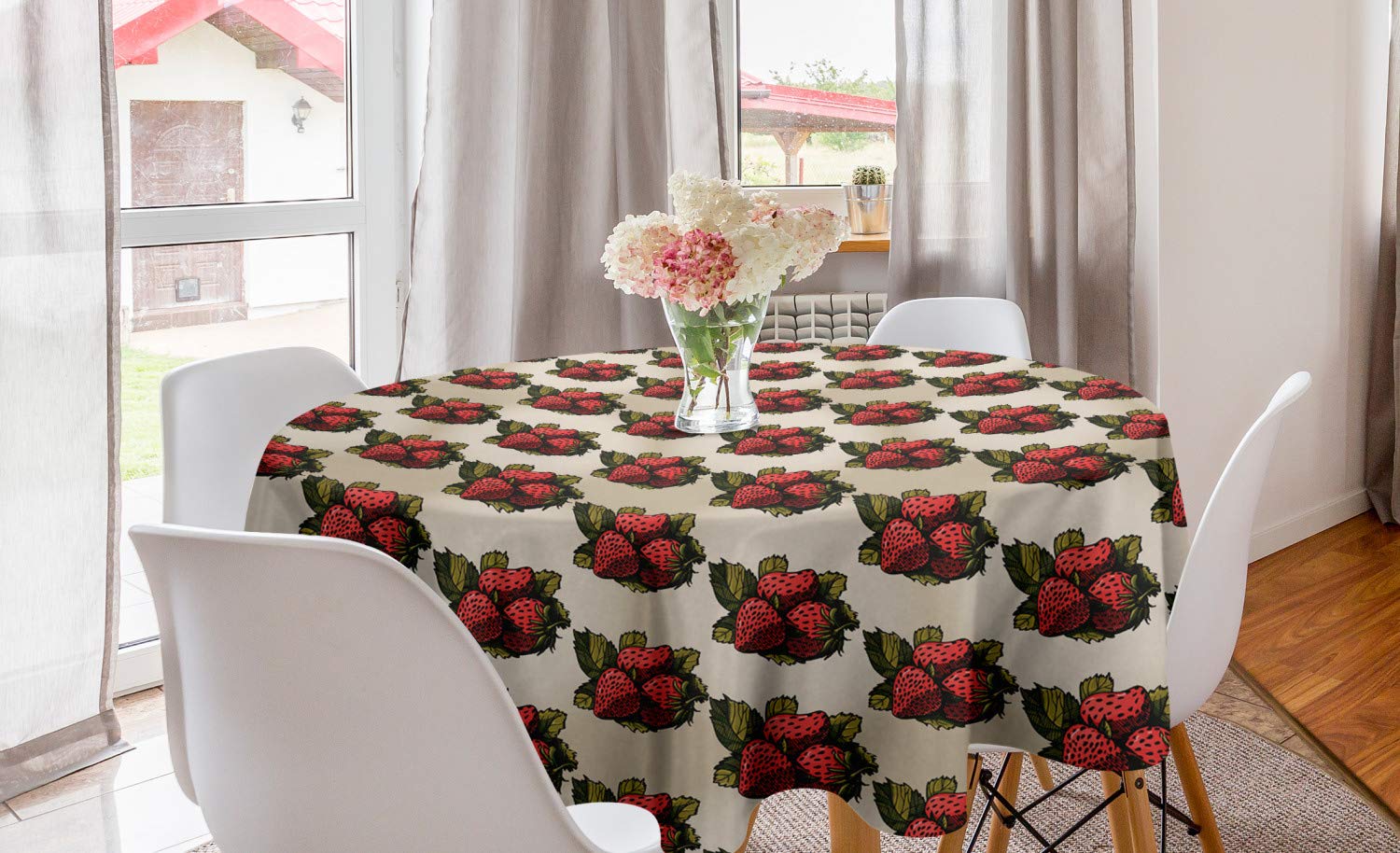Ambesonne Strawberry Round Tablecloth 60
