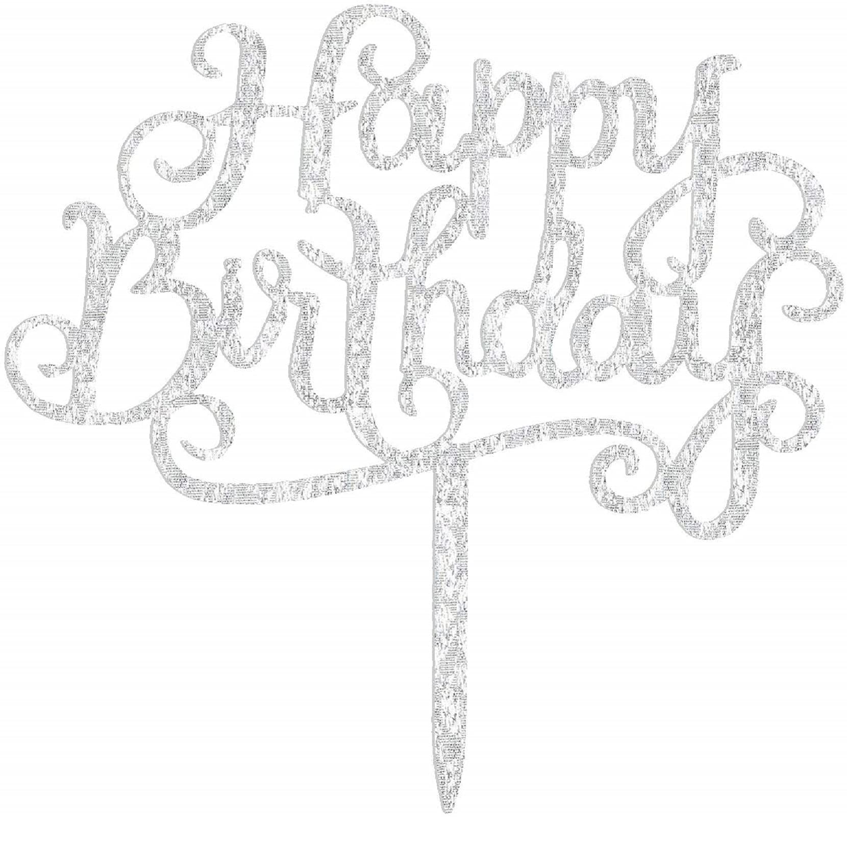 Silver Happy Birthday Cake Topper - Acrylic Cake Decoration for 1st Birthday & Baby Shower - Perfect for Birthday Parties, Baby Showers & Special Celebrations