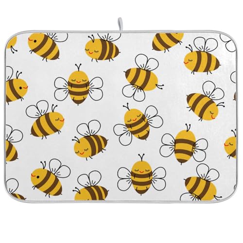 Flying Cartoon Bees White