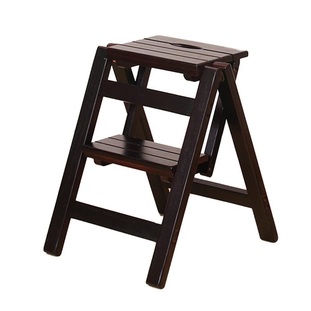 IBalody Solid Wood Small Step Stool - Foldable Modern Ladder Chair for Kitchen, Bathroom & Library | Portable Lightweight Stool with Storage Shelf | Home Organization & Display Solution