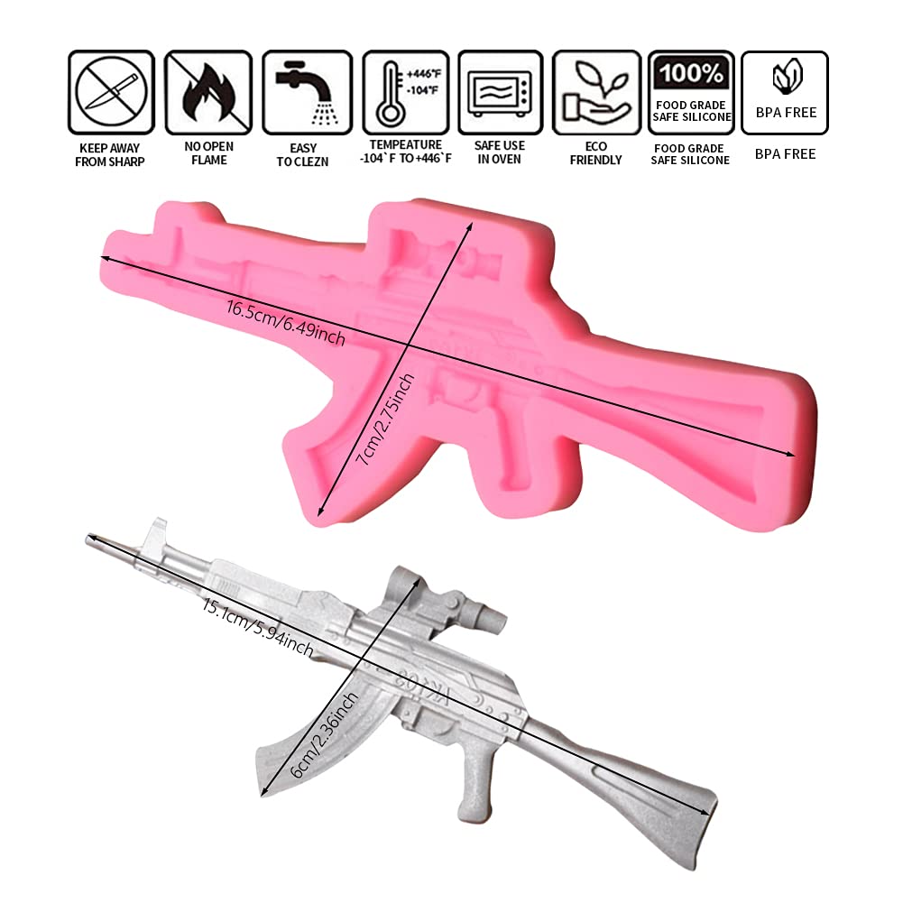 Realistic Machine Gun Silicone Mold for Fondant, Chocolate, Candy, Gum Paste, Polymer Clay & Resin - Perfect for Baking, Cake Decorating, Cupcake Toppers & DIY Craft Projects