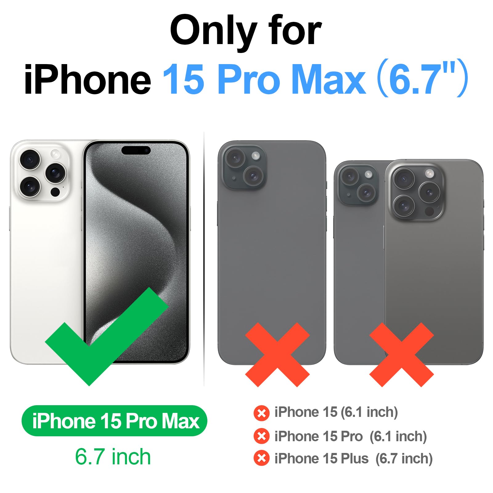 Magnetic 2-in-1 Detachable iPhone 15 Pro Max Wallet Case with Card Holder & RFID Blocking - PU Leather Flip Cover with Kickstand for Apple iPhone 15 Pro Max (Black) - Perfect for Everyday Use, Travel & Business Meetings