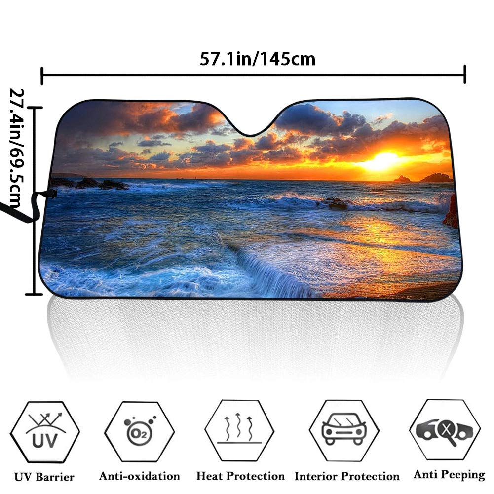 JoyLamoria Car Windshield Sunshade - Elegant Daisy Flower Print Foldable Sun Visor Shield for Sedan, SUV & Truck - UV Protection & Heat Reduction for Parking & Summer Driving