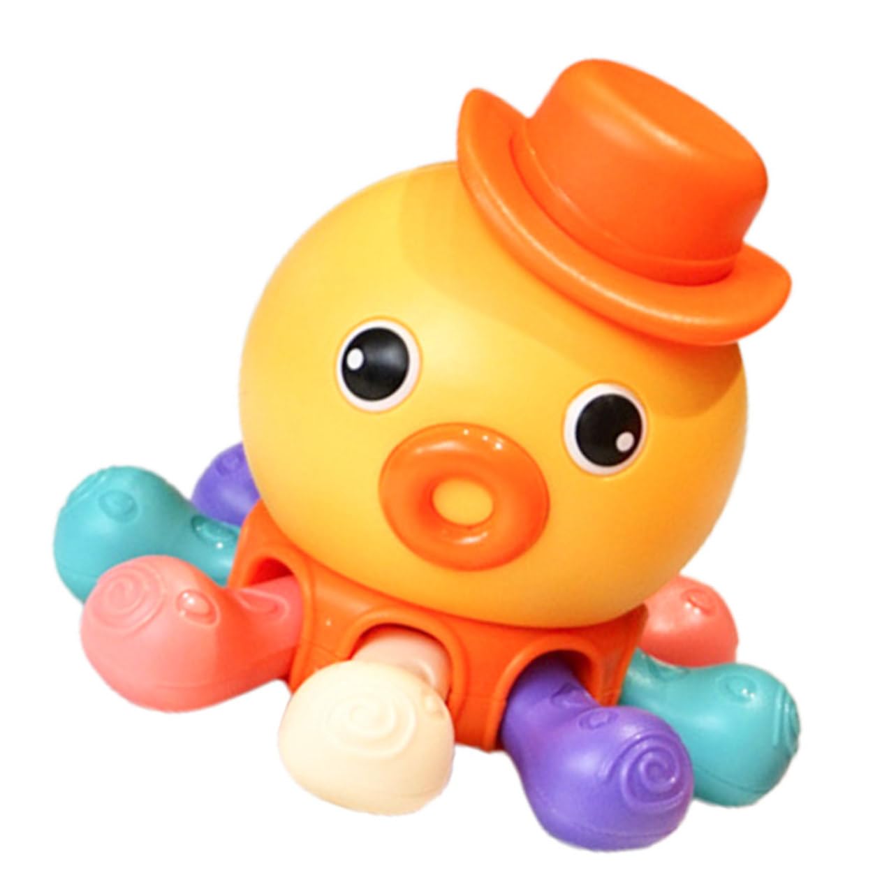 FAVOMOTO 2 Pack Orange Plastic Octopus Finger Toys - Fun Bath Time & Water Play for Kids, Pool Party Favors, Sensory Play for Toddlers