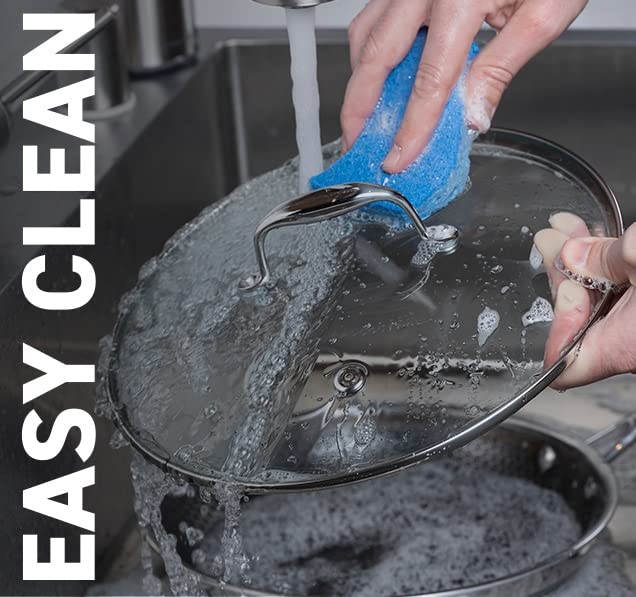 HexClad 8-Inch Tempered Glass Lid for Hybrid Cookware - Steam Vented, Dishwasher Safe - Perfect for Sauteing, Simmering & Slow Cooking