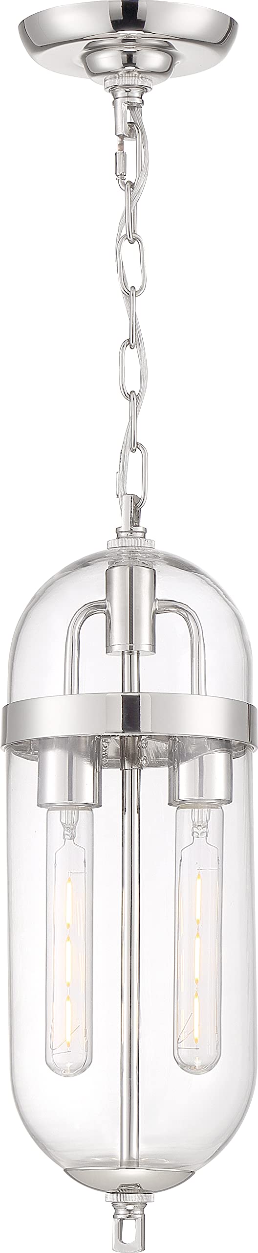 Nuvo 60/6932 Fathom 2-Light Pendant Fixture in Polished Nickel with Clear Glass Shades - Perfect for Kitchen Island, Dining Room, or Entryway Lighting