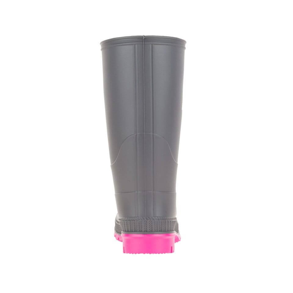Kamik Charcoal/Magenta Stomp Youth Rain Boots - Waterproof Kids Rain Boots for Outdoor Play, Puddle Jumping & School