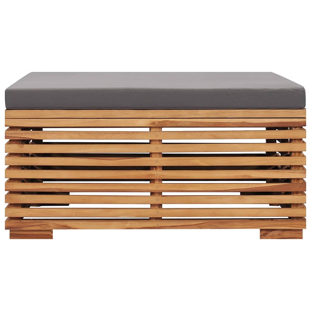 **Dark Gray Cushion Patio Dining Table Set with Footrest - Solid Teak Wood Outdoor Furniture for Front Porch, Backyard, Balcony & Garden Relaxation**