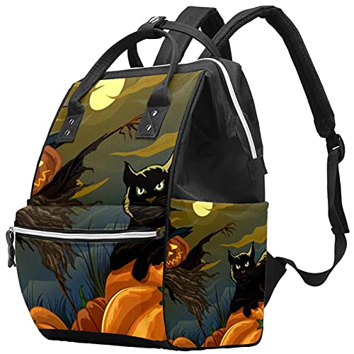LORVIES Halloween Pumpkin Diaper Backpack - Large Capacity Multifunctional Baby Travel Backpack for Moms | Perfect for Trick-or-Treating, Daycare & Family Outings