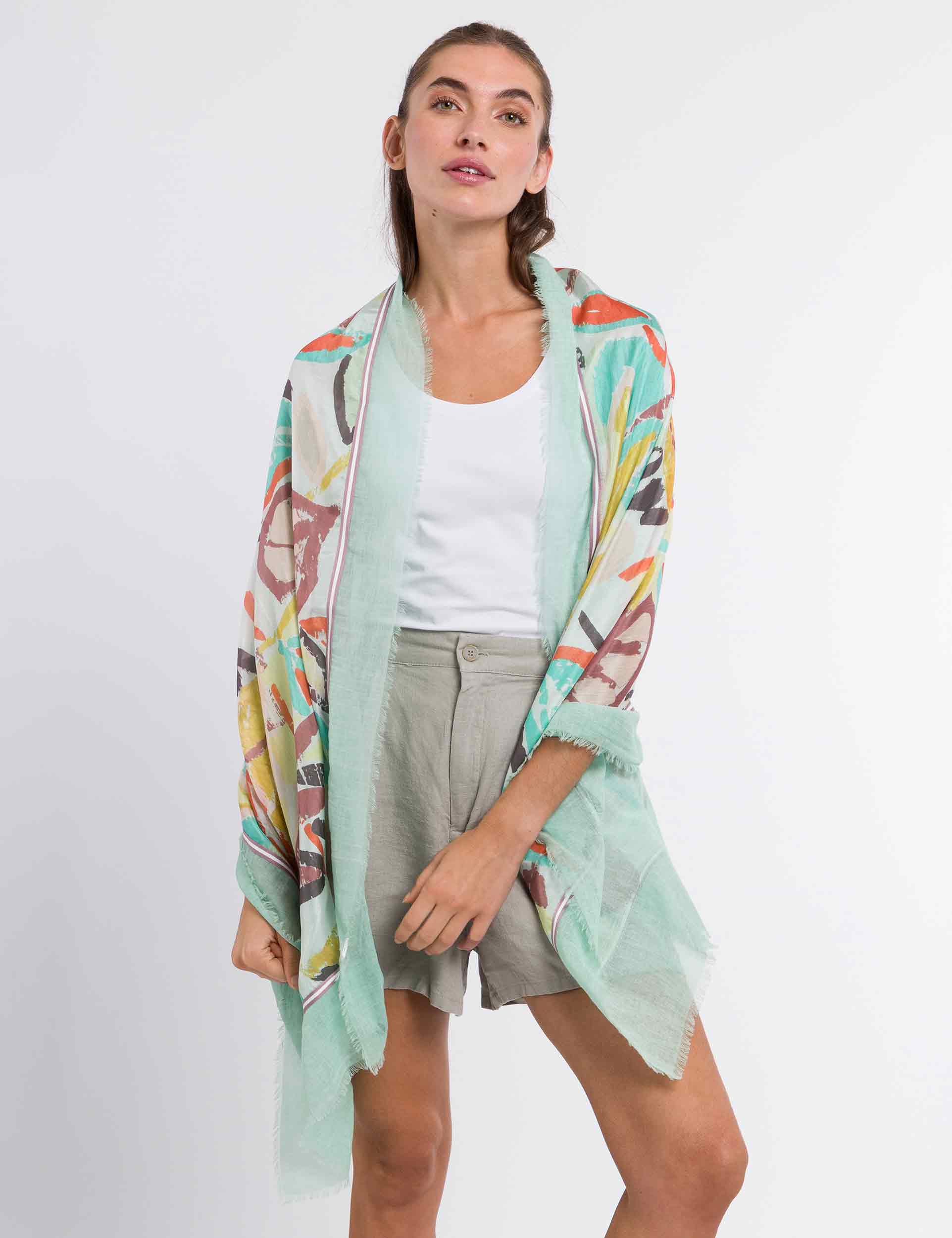 Handmade Floral Patchwork Cotton Silk Scarf - Elegant Boho Wrap for Women, Perfect for Spring Outfits, Weddings, and Special Occasions