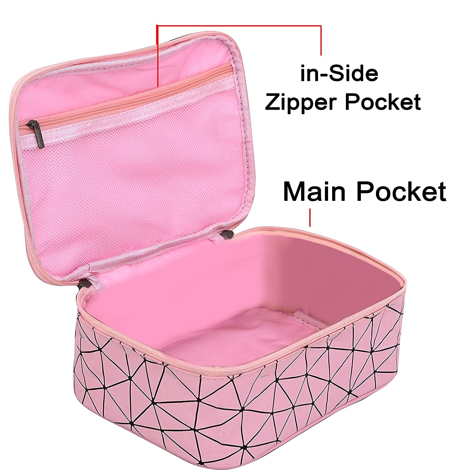 Prisma Cosmetic Travel Pouch - Pink Makeup Organizer for Women & Men, Perfect for Travel & Toiletries
