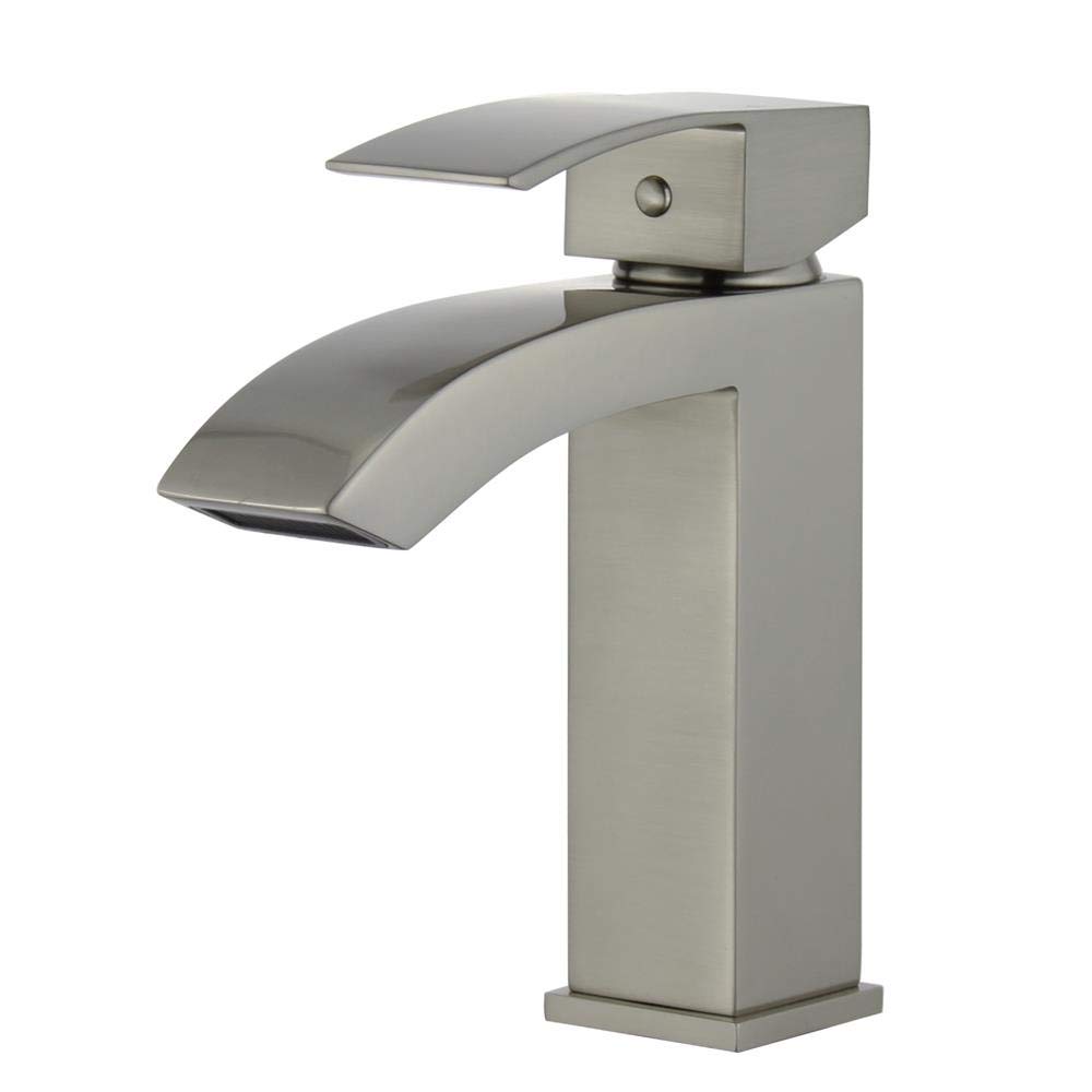 Bellaterra Home Cordoba Single Handle Bathroom Vanity Faucet in Brushed Nickel - 2 x 5.1 x 7 Inches (10166-BN-WO) | Perfect for Modern Bathroom Renovations & Small Space Sink Installations
