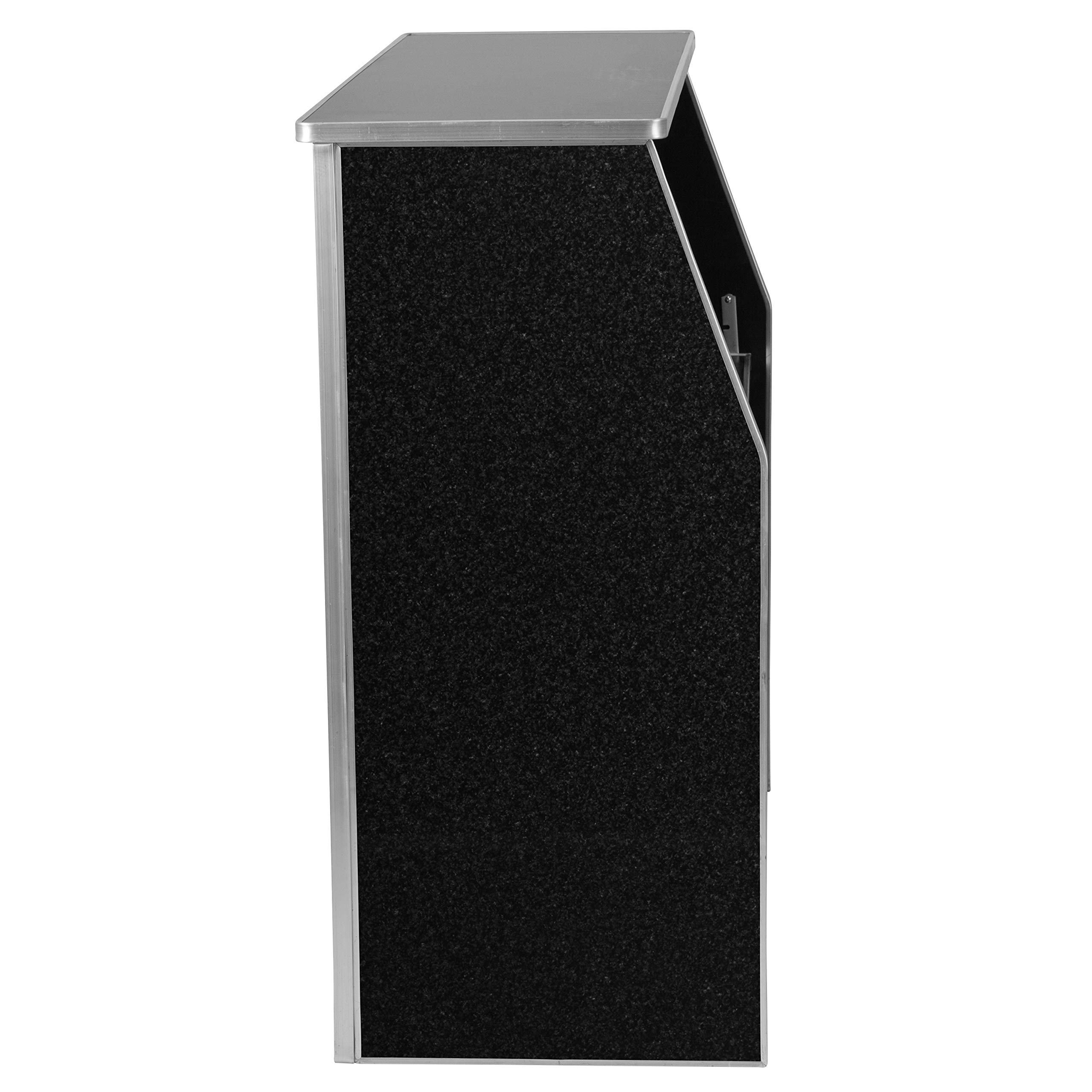 Flash Furniture 4-Foot Folding Portable Bar with Shelves - Black Marble Laminate Mobile Bar for Parties, Events & Home Entertaining - Compact Foldable Design for Indoor & Outdoor Use