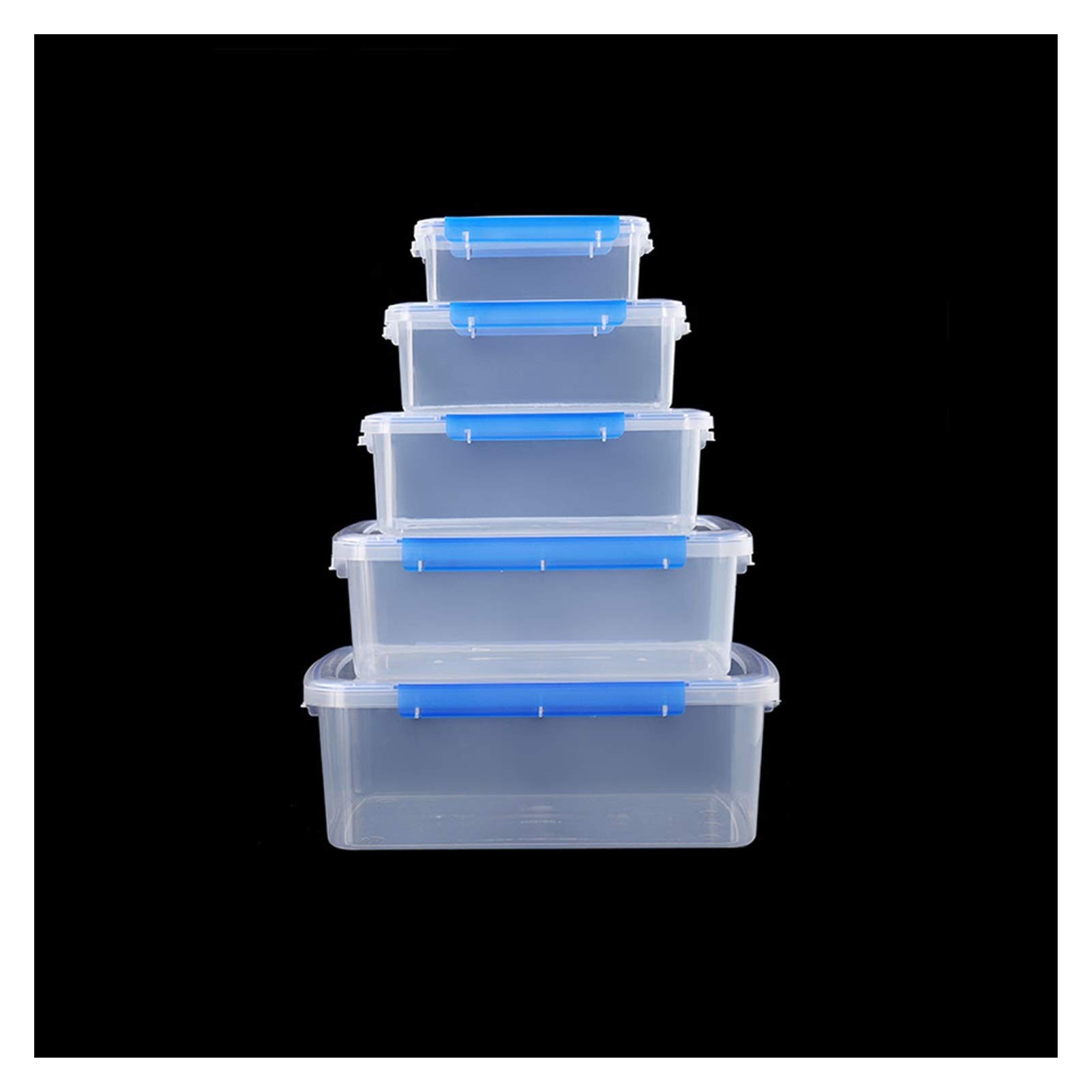 5-Piece Airtight Plastic Food Storage Containers Set - BPA-Free Fridge Organizer with Lids for Salad, Lunch, Fish, Meat, Vegetables & Fruits - Perfect for Meal Prep, Kitchen Organization & On-the-Go Snacks