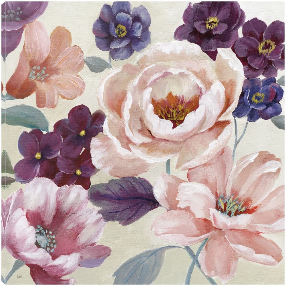 Soft Romance Canvas Wall Art - 37x37 Inch Hand-Painted Fine Art Decor by Artist Nan - Ready to Hang for Living Room, Bedroom, Office & More - Perfect for Home Decor, Wedding Gifts & Interior Design