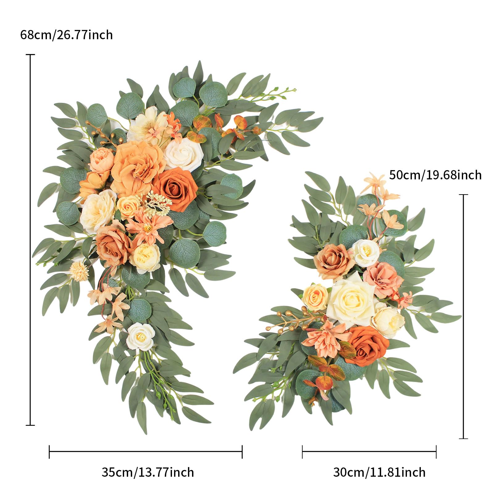 2-Pack Faux Flower Wedding Arch Decor - Artificial Silk Flowers for Wedding Welcome Sign, Reception & Backdrop (Champagne Orange) | Perfect for Outdoor Ceremonies, Photo Booths & Bridal Showers