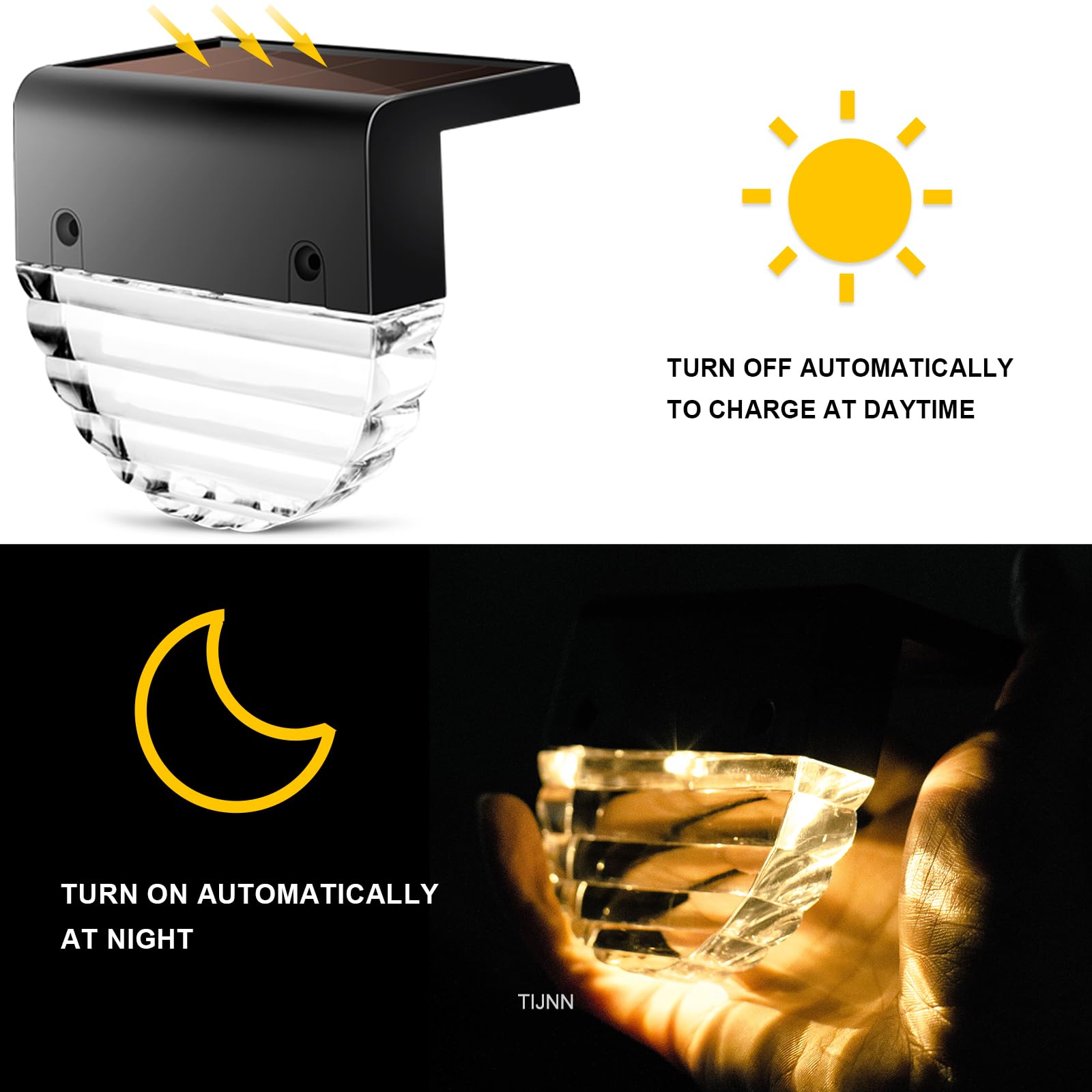 10 Pack Solar Deck Lights Outdoor - Waterproof Solar Powered Landscape Lights for Stairs, Steps, Fence, Yard, Patio & Pathway | Energy-Efficient Backyard Lighting for Garden, Walkway & Driveway Decoration