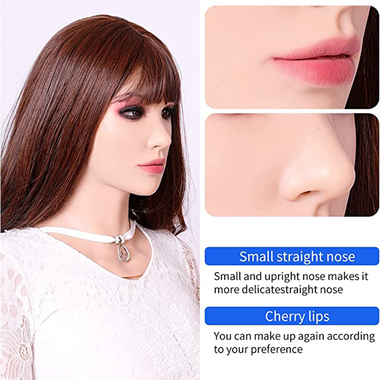 EQAIWUJIE Transgender Fake Face Mask - Realistic Crossdressing Makeup for Halloween, Cosplay & Drag Shows | Perfect for Costume Parties, Theatrical Performances & Gender Transformation
