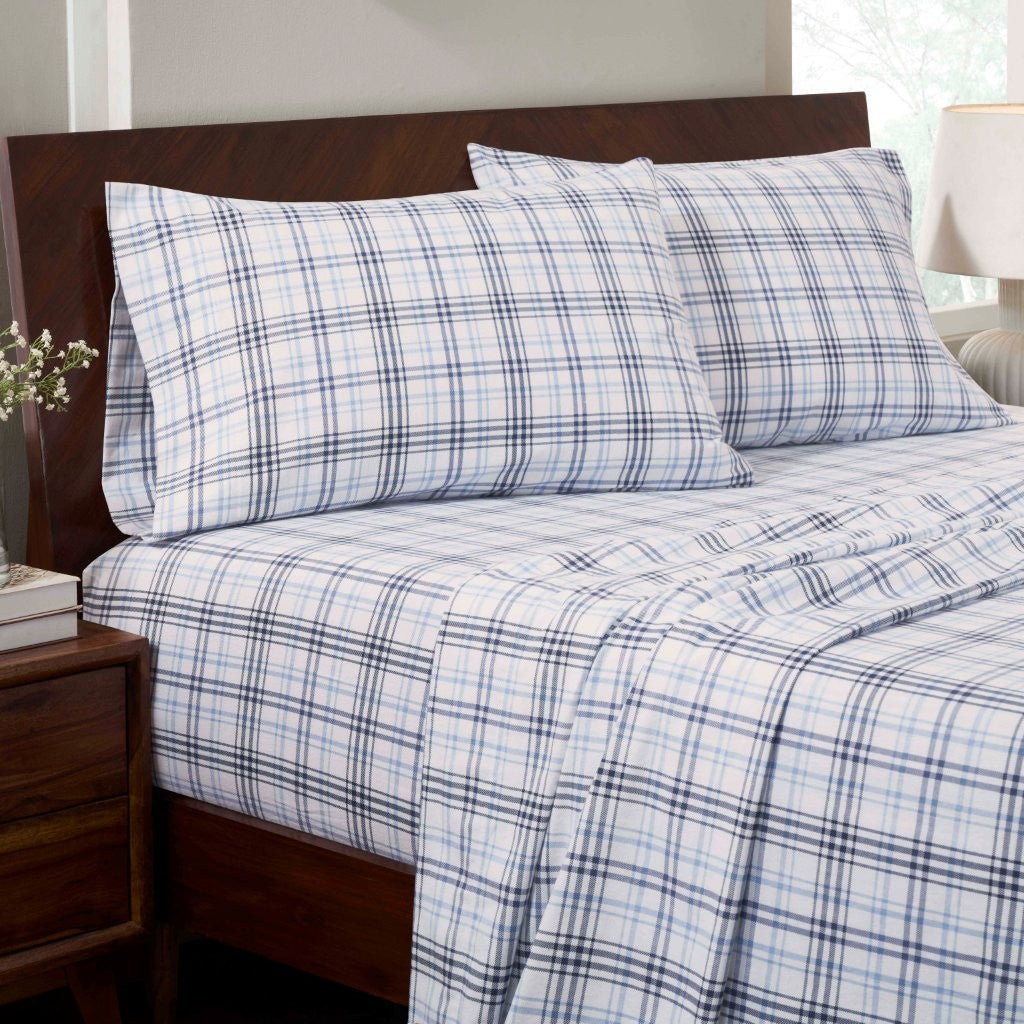 Soft Plaid Flannel Cotton Bed Sheet Set - Classic Farmhouse Style with Deep Pockets - Perfect for Cozy Winter Nights & Rustic Home Decor