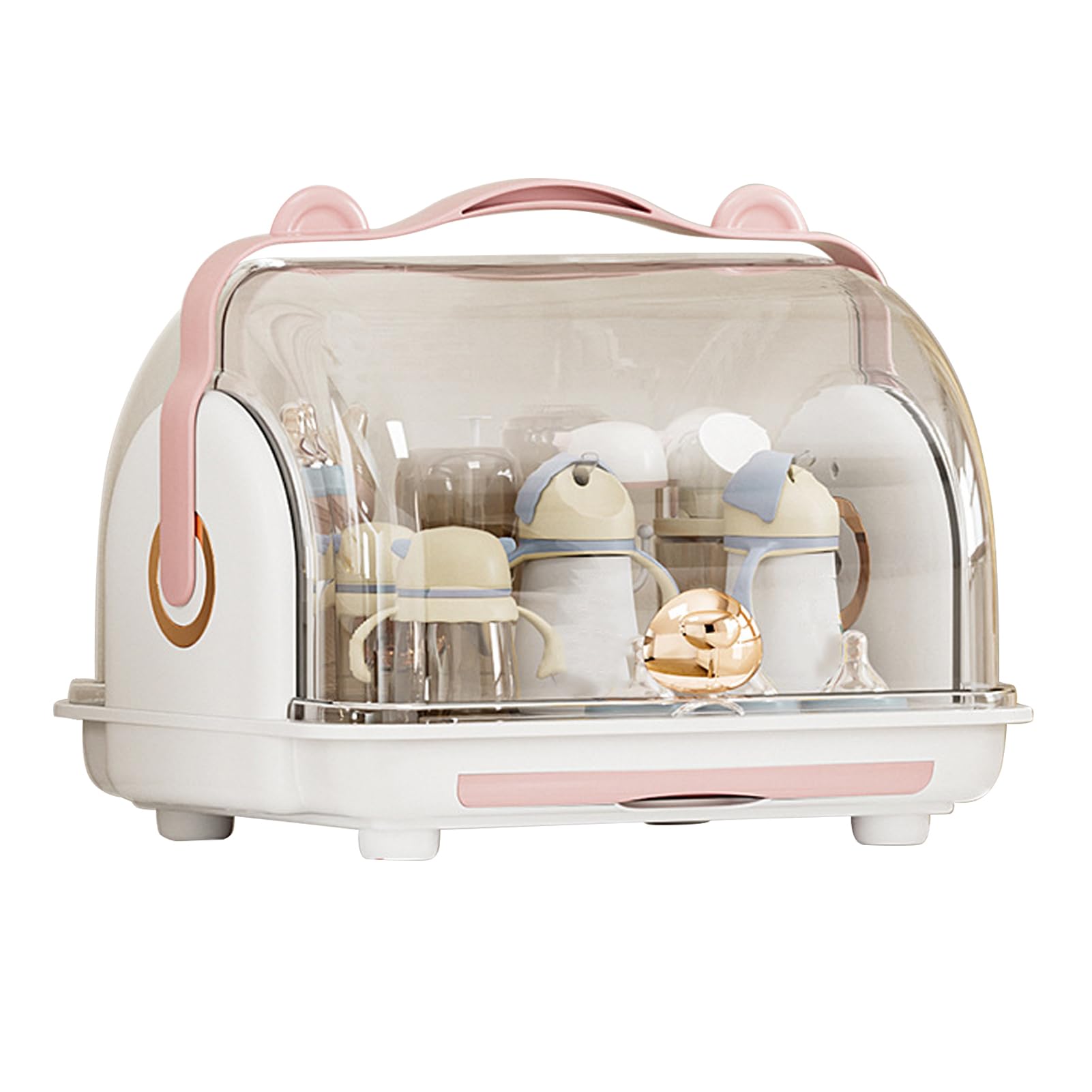 Baby Food Storage Container with Plastic Drainage Design - Space Saving BPA-Free Dish Organizer for Infants - Perfect for Home, Nursery & Travel (Pink)