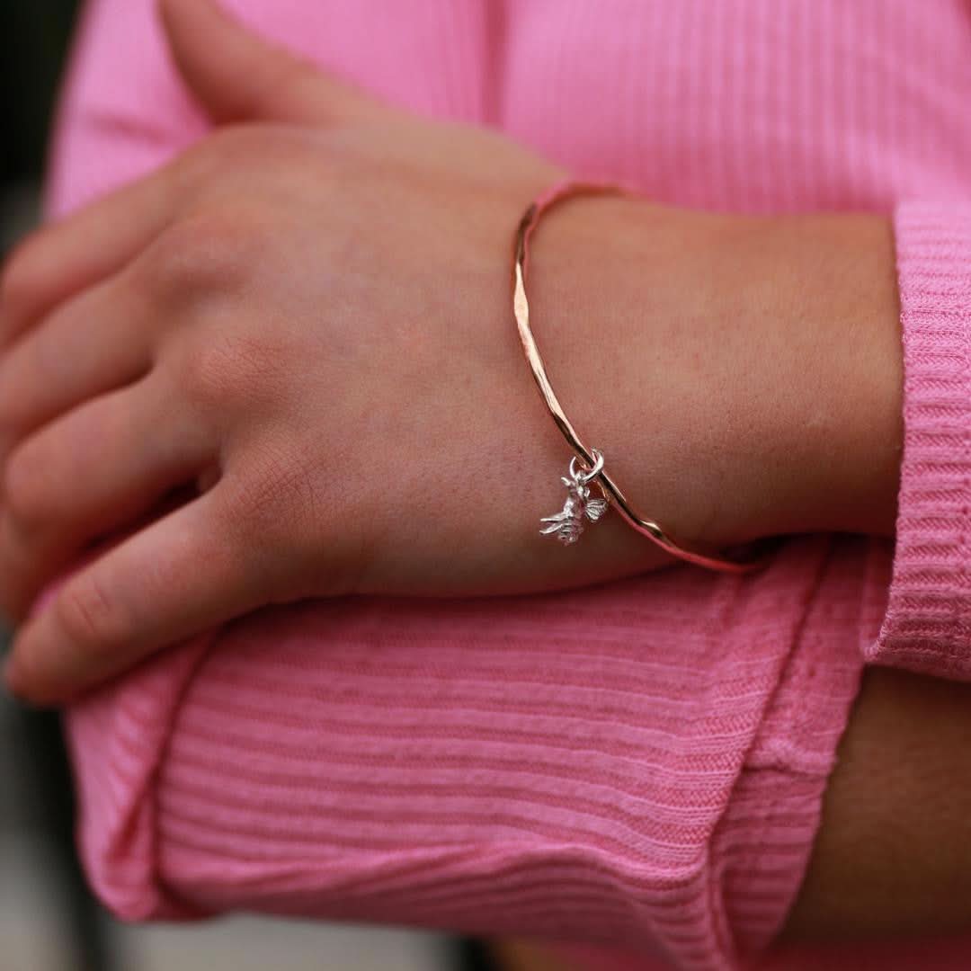Bee Bangle Bracelet - Sterling Silver & Gold Plated Jewelry for Women - Perfect for Everyday Wear, Gifts & Special Occasions