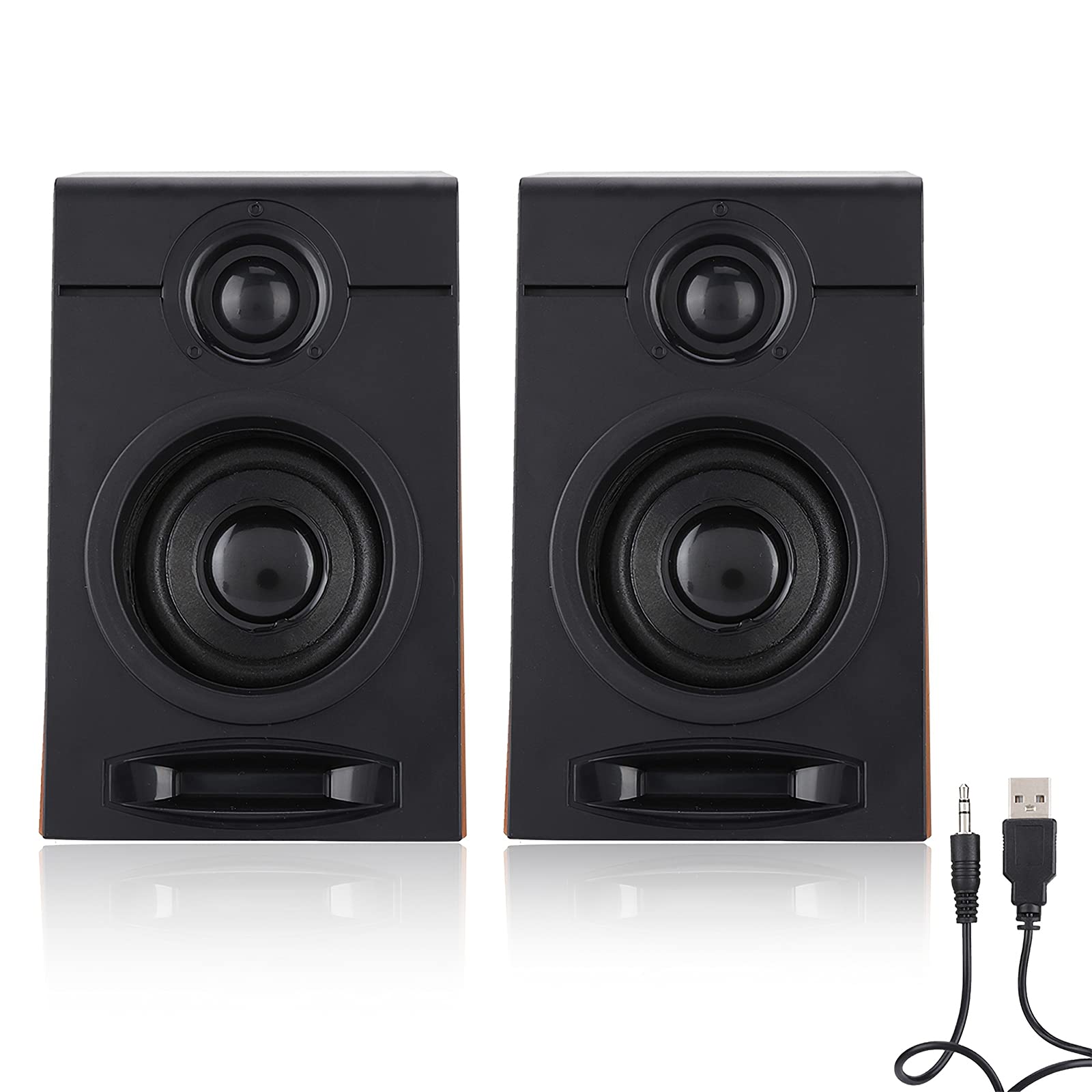 2pcs Mini Subwoofer Speakers Computer Kit - Enhanced Bass Multimedia Speakers with Non-Slip Mat for Home Studio, Desktop, and Gaming Setup