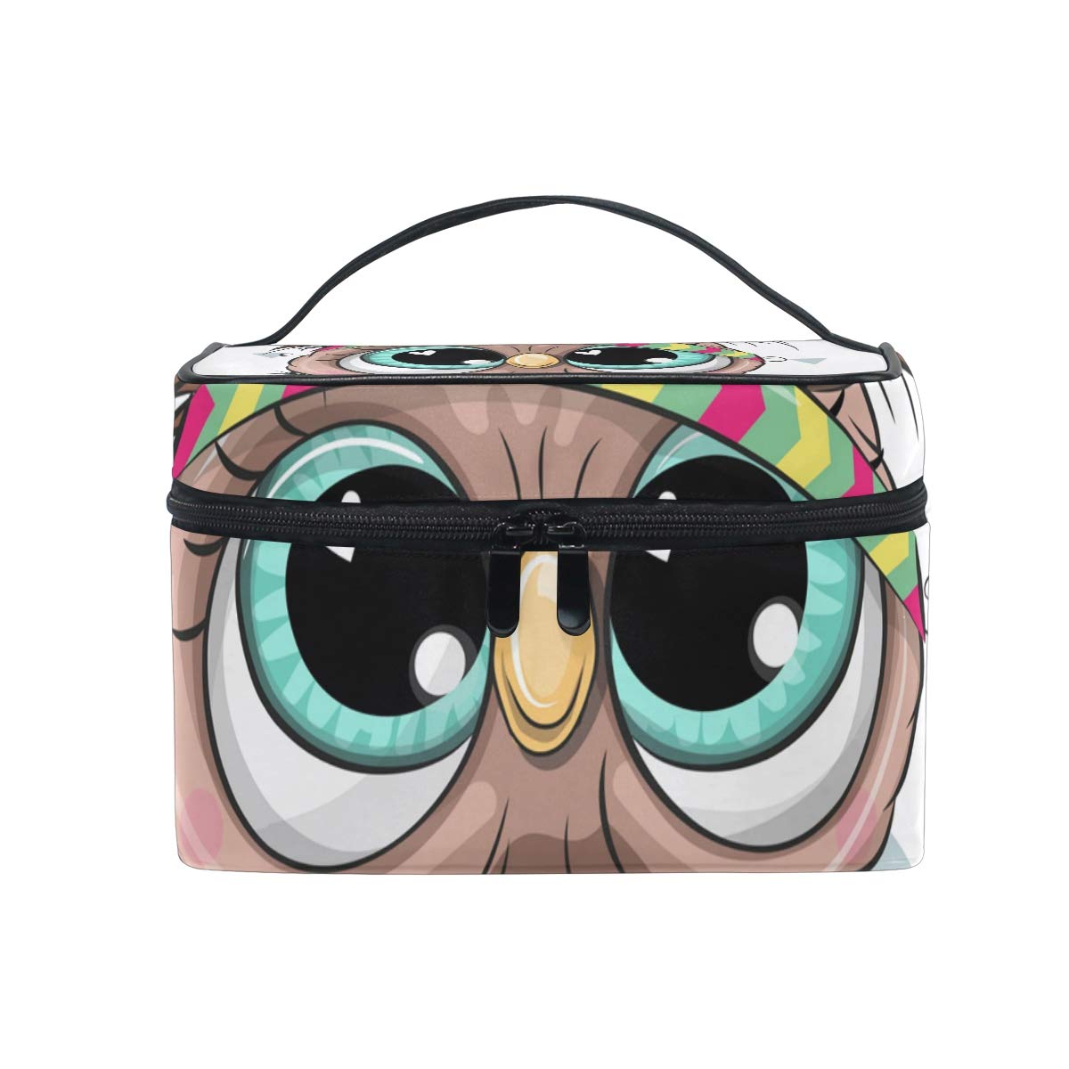 Cute Tribal Owl Makeup Bag - Large Capacity Cosmetic Organizer for Women Travel