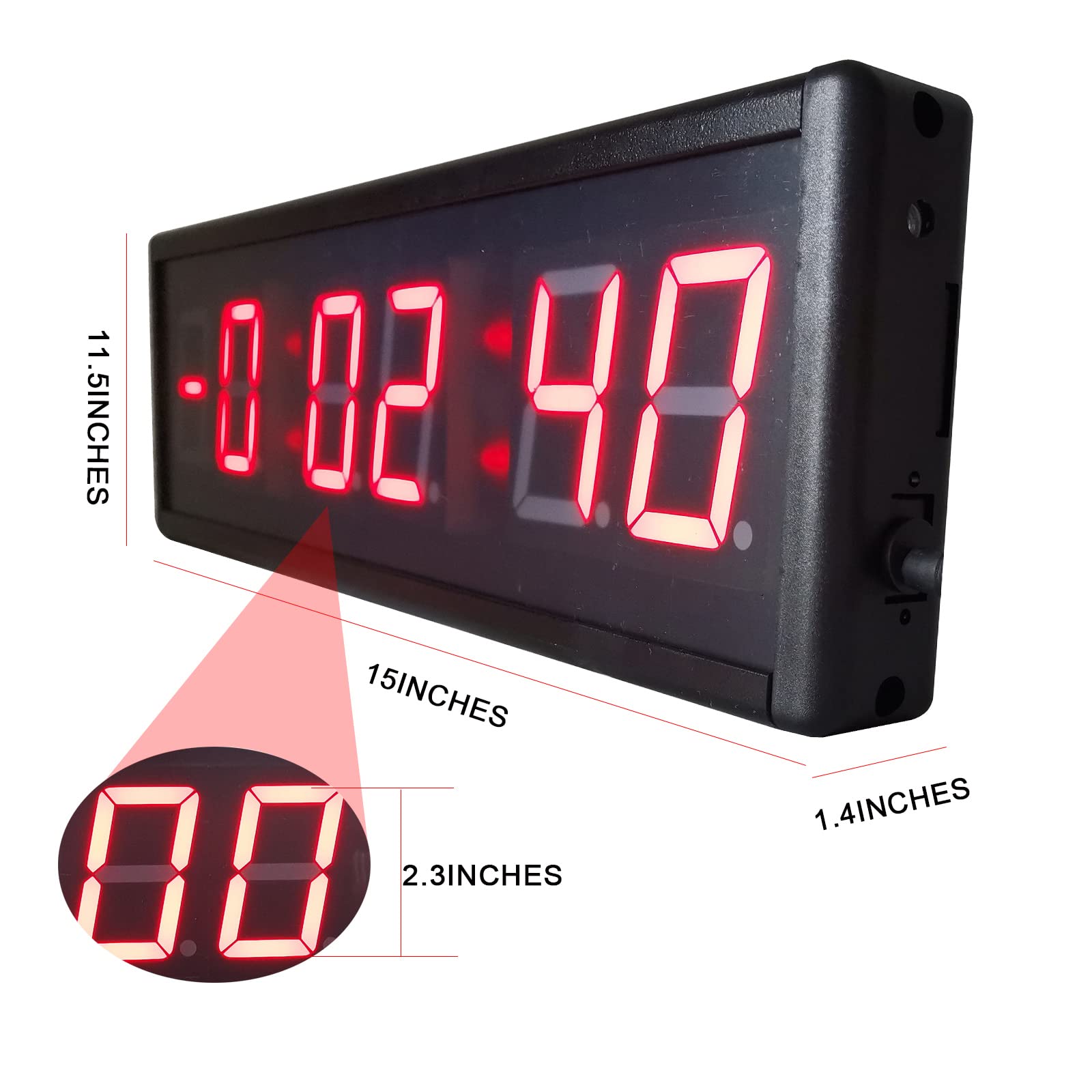 Digital Countdown Timer with Large Display - Remote Control for Positive to Negative Time Tracking in Minutes & Seconds | Perfect for Workouts, Cooking, and Presentations