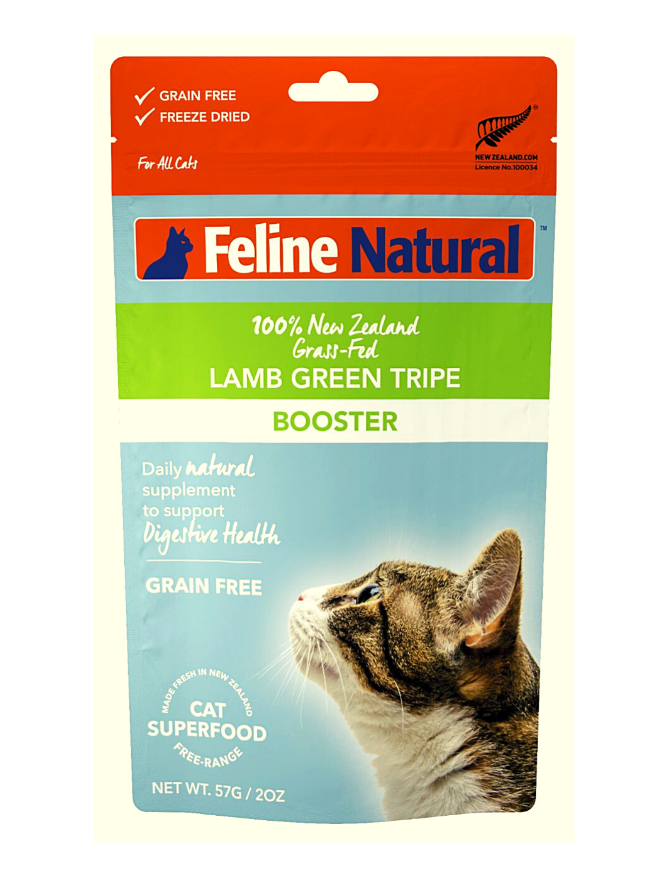 Feline Natural Freeze Dried Lamb Green Tripe Booster Topper for Cats - 57g High Protein Grain-Free Cat Food Topper - Perfect for Picky Eaters & Digestive Health