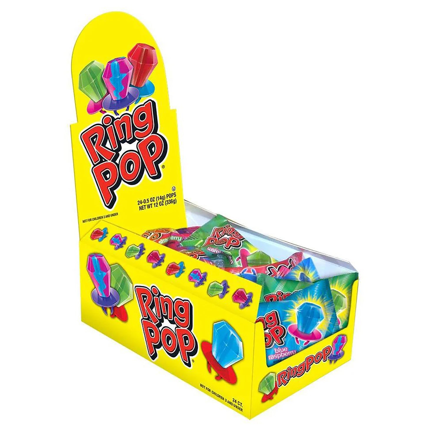 Bazooka Ring Pop Assorted Flavors - 24ct Box | Fun Lollipop Rings for Kids, Parties, and Gifts | Perfect for Birthdays, Halloween, and Classroom Treats