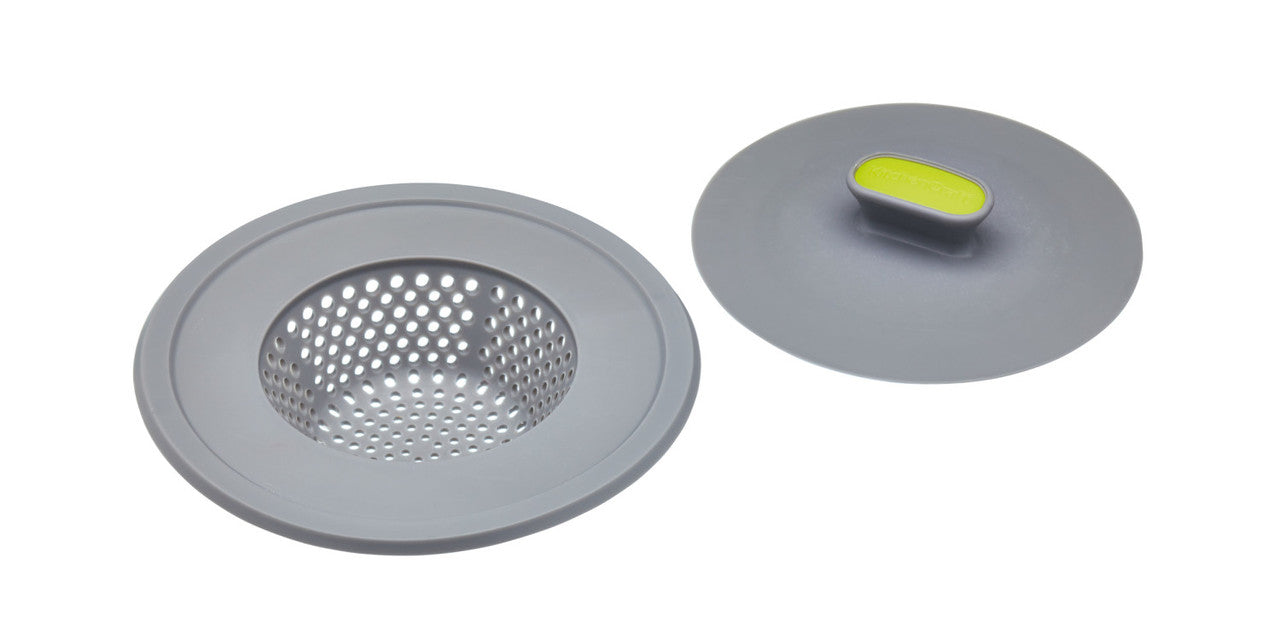 2 in 1 Plug and Sink Strainer - Universal Dual Function Drain Stopper for Kitchen & Bathroom - Perfect for Washing Dishes, Hair Catcher, and Preventing Clogs