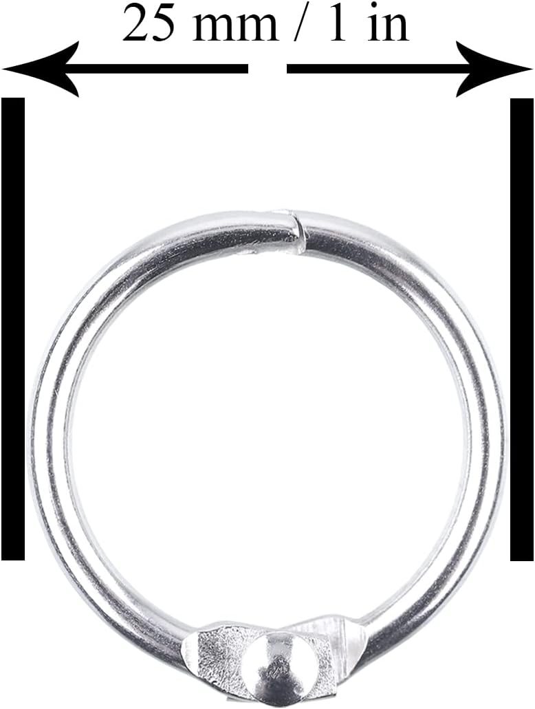 1 Inch Loose Leaf Binder Rings (50 Pack) - Nickel Plated Steel Book Rings for Office, School & Home - Durable Metal Keychain Rings, Index Card Holders - Perfect for Organizing Documents, Keys & Flashcards