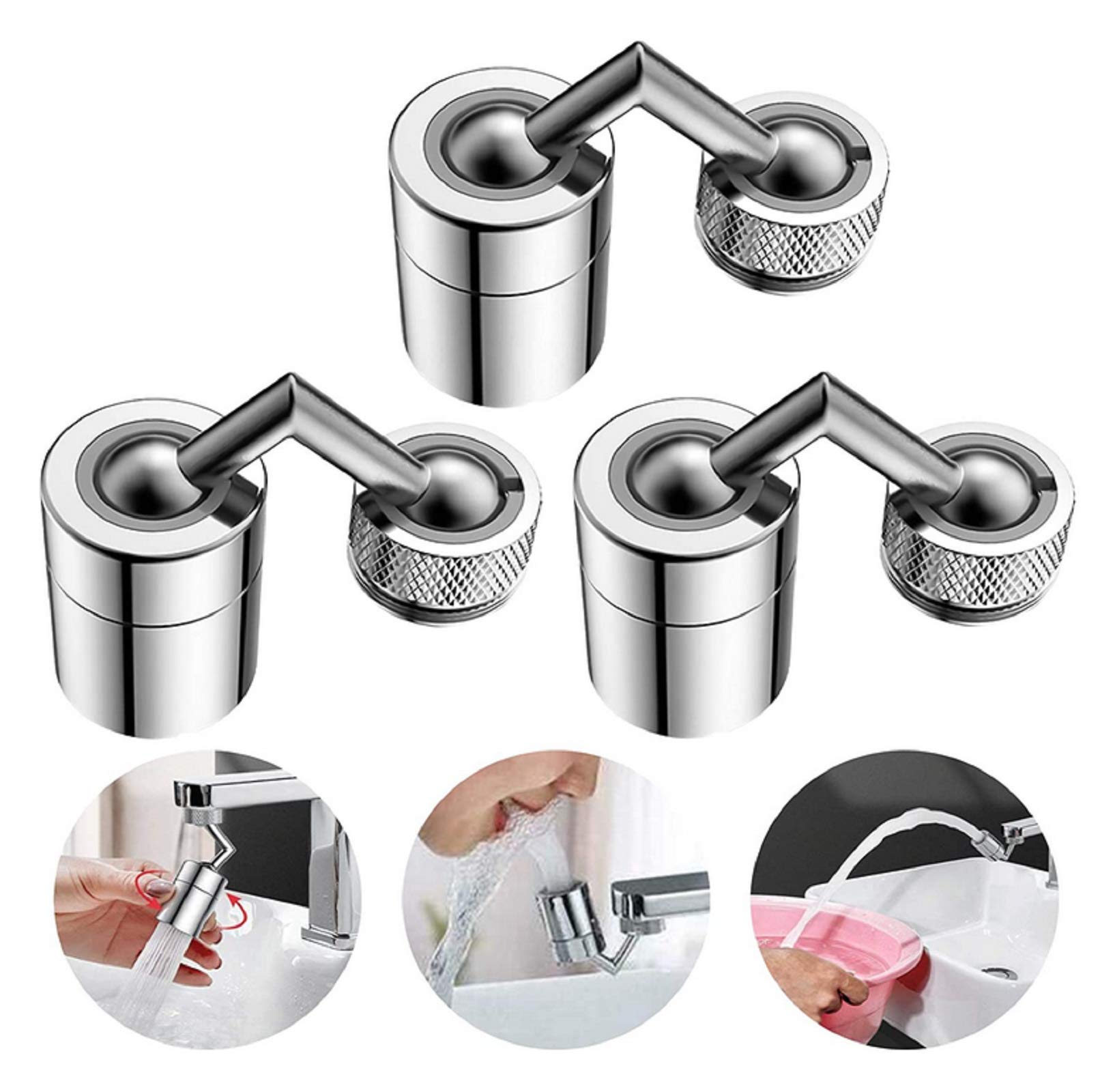 720° Rotatable Kitchen Faucet Filter with Anti-Splash Aerator - Water Saving Swivel Tap Nozzle for Sink - US Shipping - Perfect for Dishwashing, Vegetable Cleaning & Water Conservation