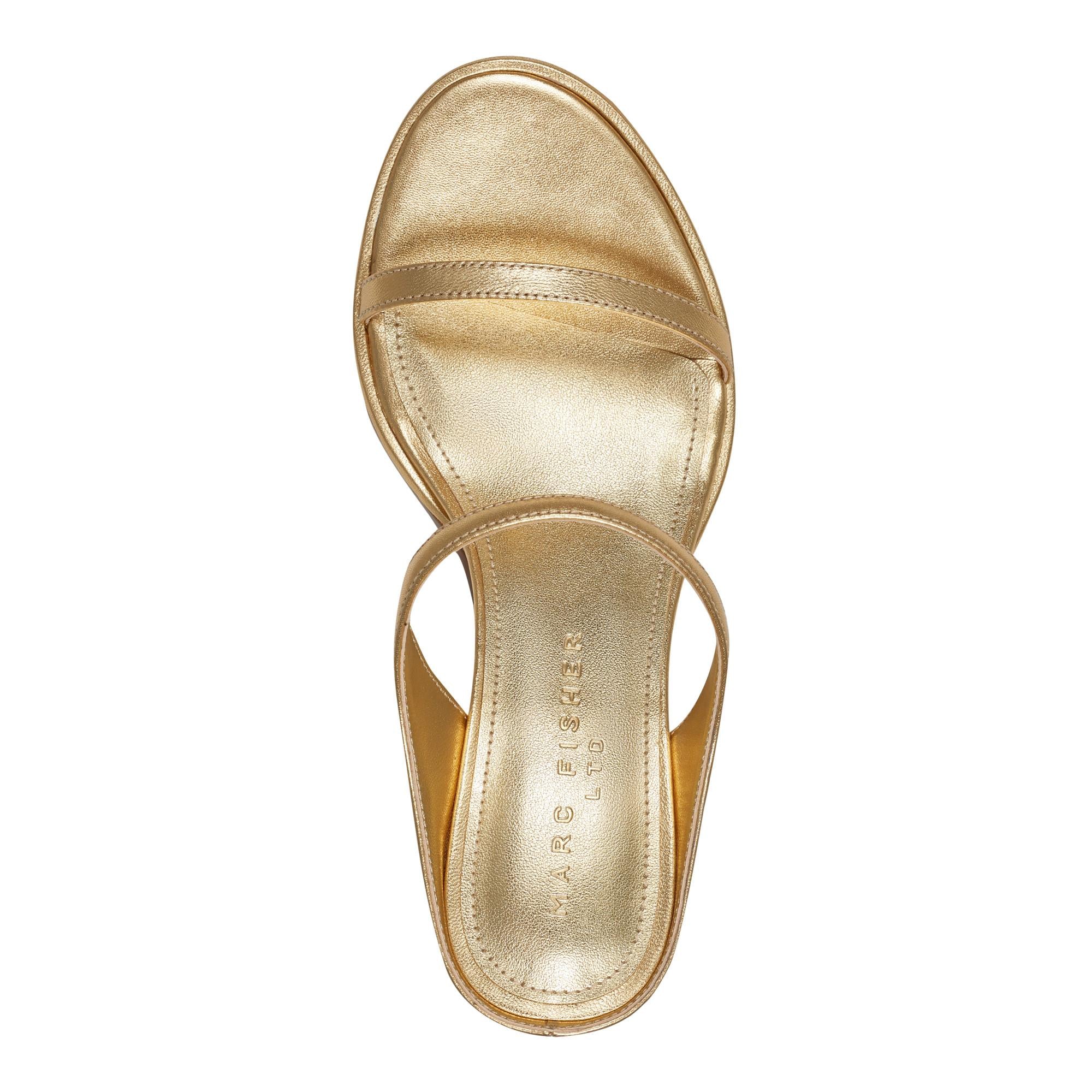Marc Fisher Ltd Women's Alonde Gold2213/Mercury (Gr) M - Stylish Comfort Sandals for Women | Perfect for Summer, Beach, and Casual Outings
