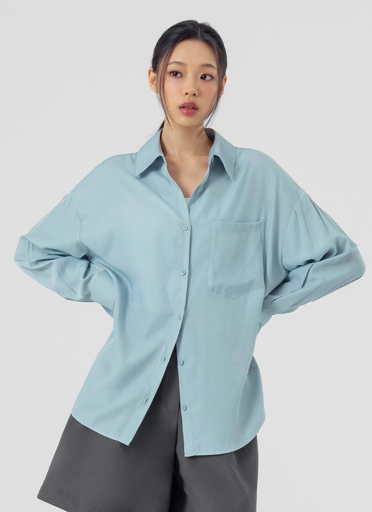 Stylish Drape Loose Fit Shirts for Women - Comfortable Casual & Office Wear - Trendy Oversized Blouse for Everyday Outfits