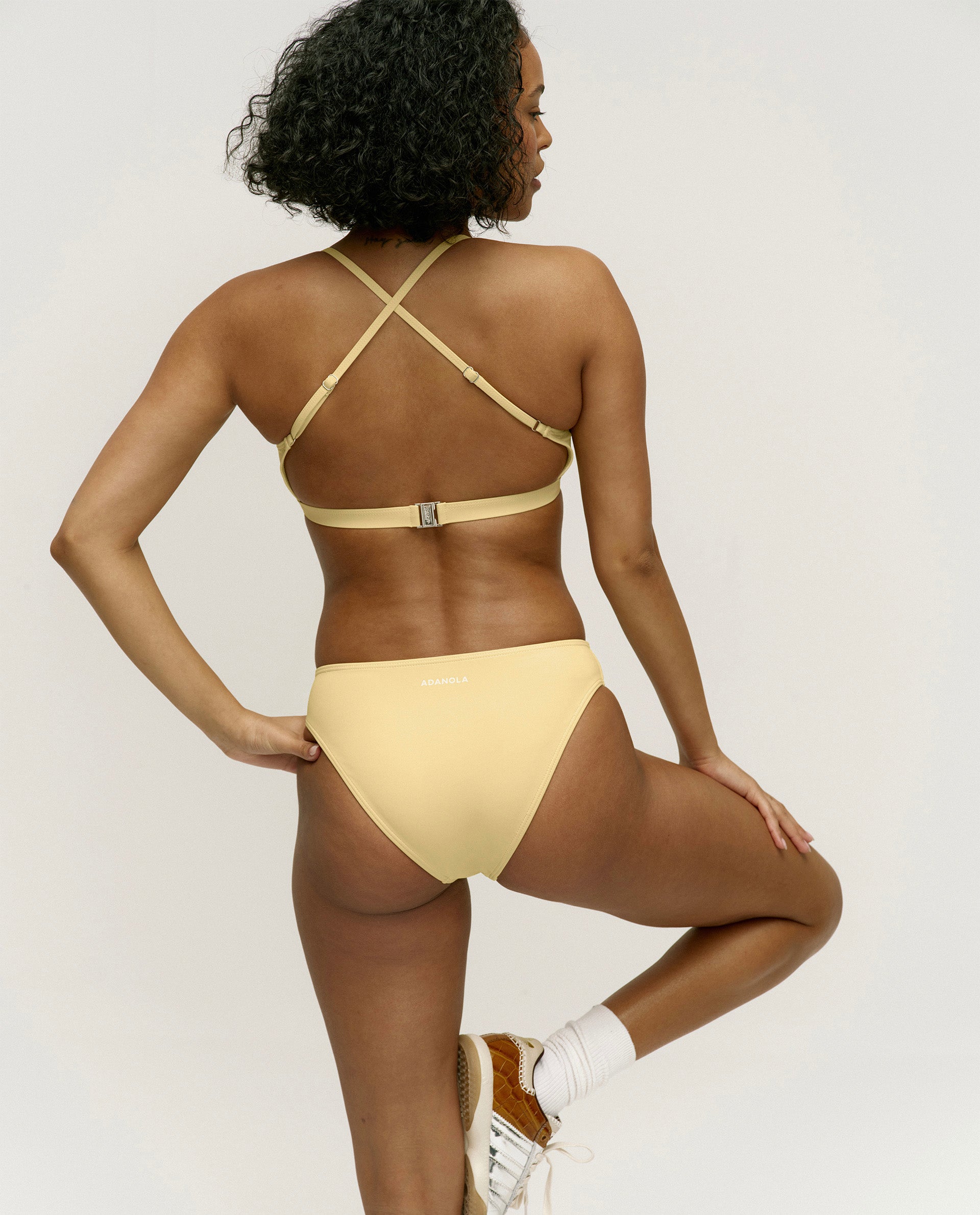 Butter Yellow Bikini Bottoms - High Waisted Swimwear for Women, Summer Beach Vacation & Pool Party Essentials