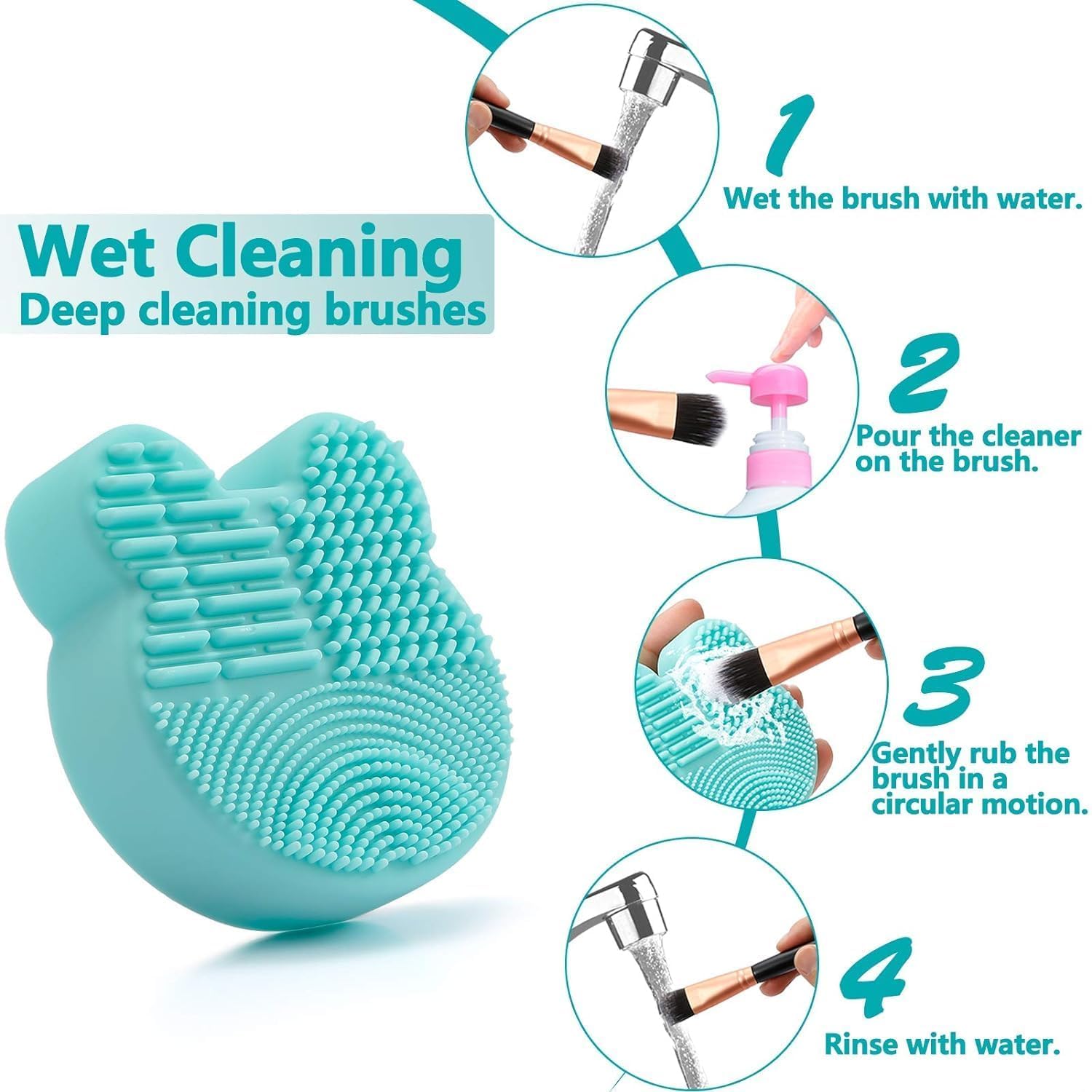 Giffy® Silicone Makeup Brush Cleaner Pad - Mickey Bear Design, Cosmetic Brush Washing Tool for Quick Cleaning (Multicolor, Medium, 2-Pack) | Perfect for Home, Salon & Travel Makeup Brush Care