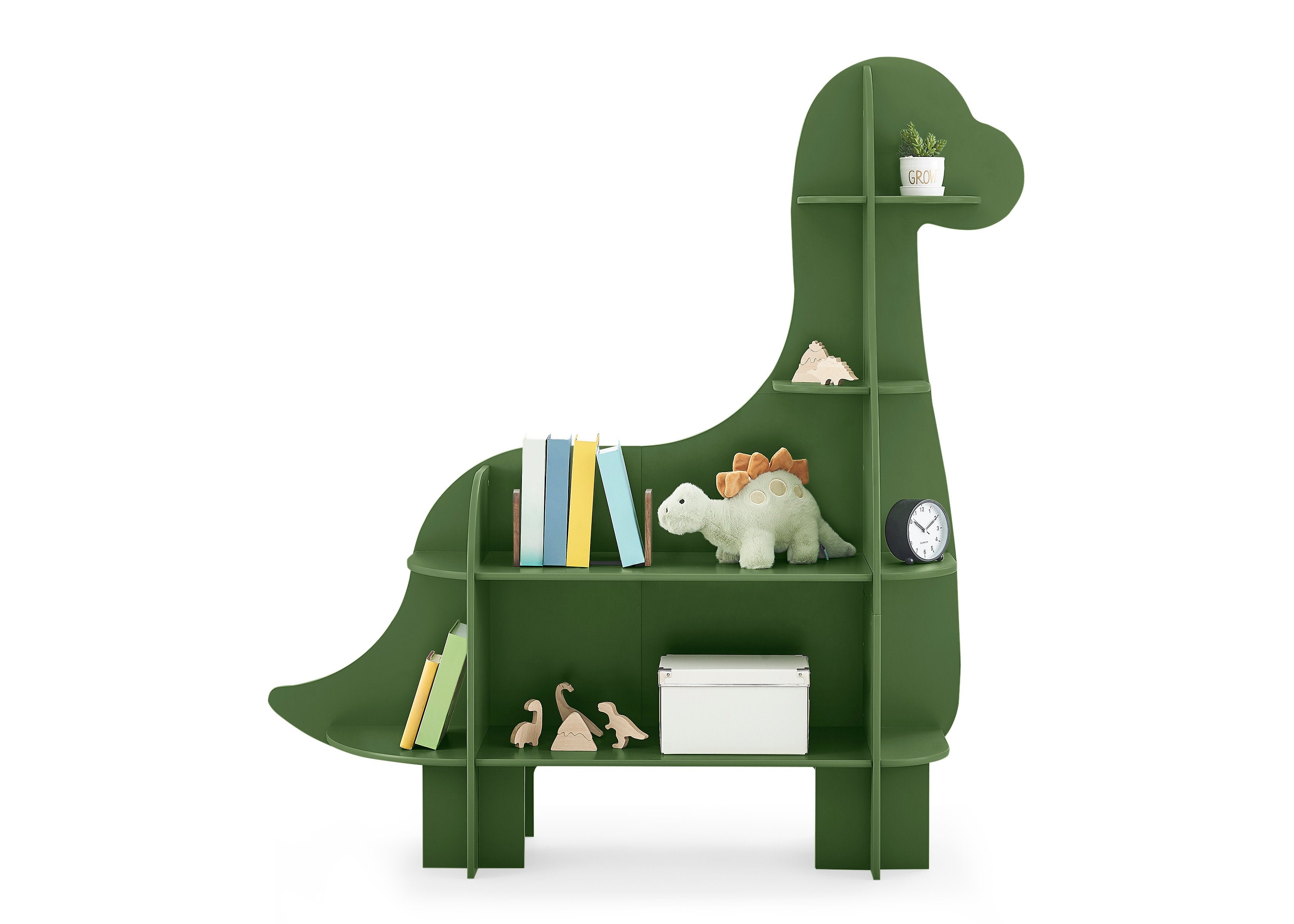 Dinosaur Bookcase for Kids - Wooden Bookshelf with 3 Storage Shelves - Perfect for Nursery, Playroom & Bedroom Decor