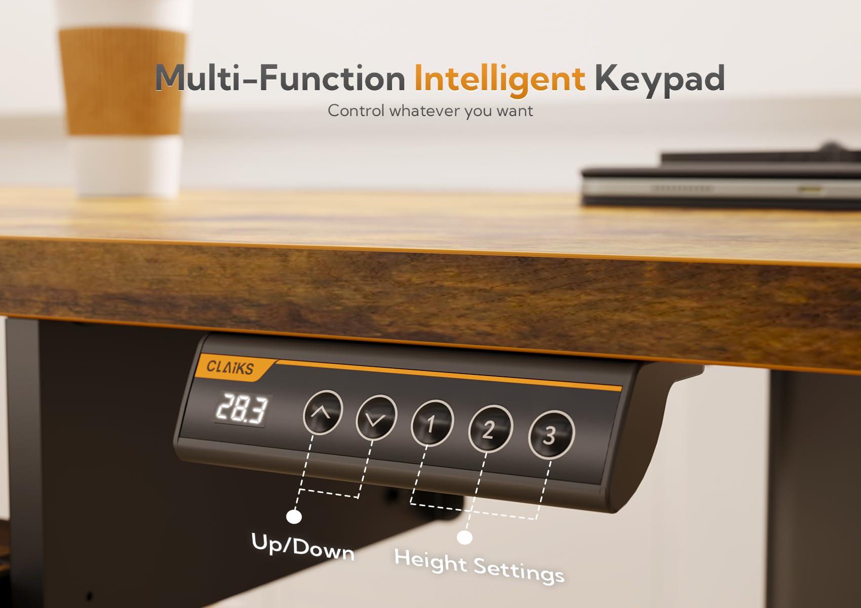 Claiks Adjustable Height Standing Desk with Keyboard Tray - 48 Inch Rustic Brown Home Office Desk for Computer Workstation | Perfect for Ergonomic Workspace & Small Office Setup