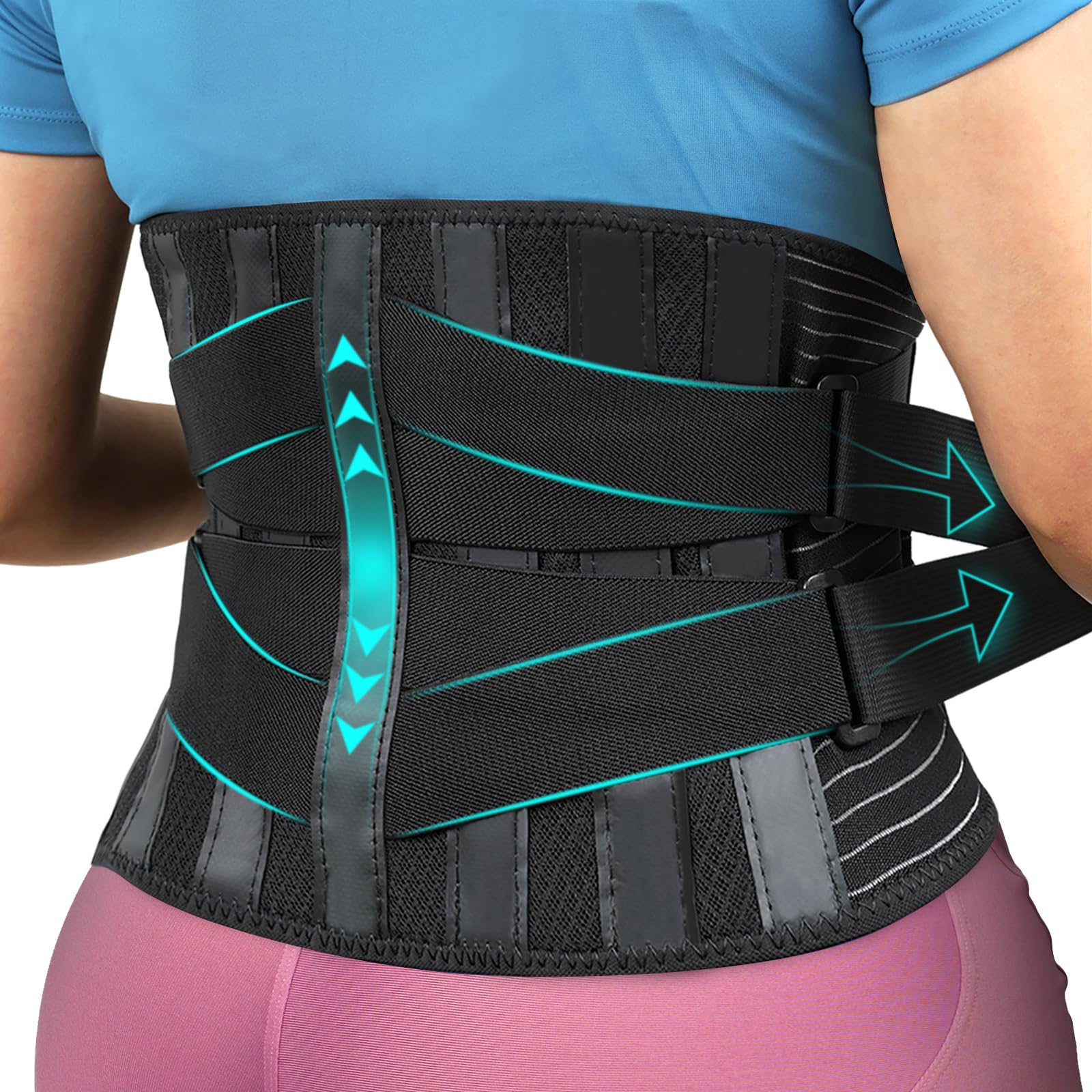 Adjustable Back Brace for Lower Back Pain Relief - Lumbar Support Belt for Herniated Disc, Sciatica & Scoliosis - Unisex Design Fits Women & Men (Large Size) - Ideal for Office Work, Driving & Post-Surgery Recovery