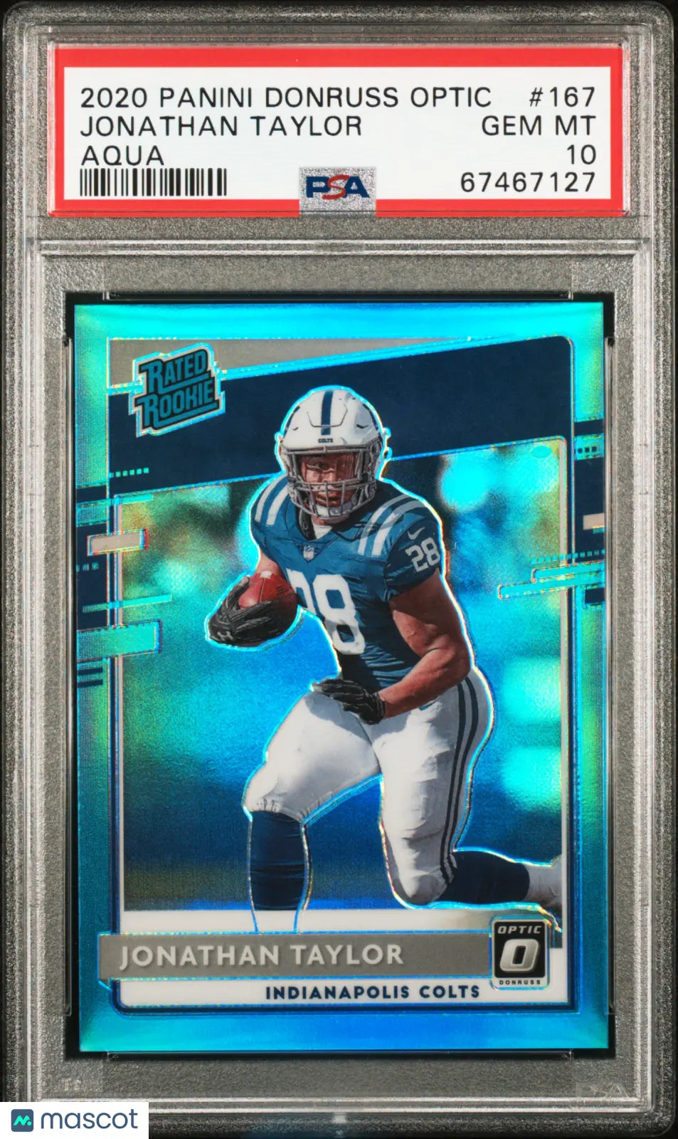 2020 Panini Donruss Optic Rated Rookie Jonathan Taylor Aqua PSA 10 /299 Football Trading Card - Perfect for Collectors, Investors & Sports Fans Display