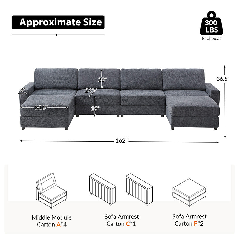 Aeris Modern Curved Sectional Sofa Set - L-Shaped Couch with Ottoman for Living Room, Lounge & Entertainment Spaces | Contemporary Fabric Upholstery, Comfortable Seating for Family & Guests