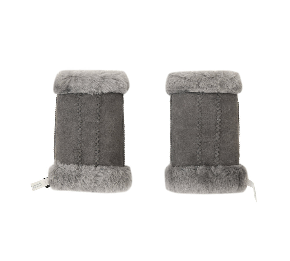 Australian Shepherd® Fluffy Fingerless Sheepskin Wool Mittens - Warm Winter Gloves for Women & Men - Perfect for Outdoor Activities, Hiking, and Cold Weather Fashion