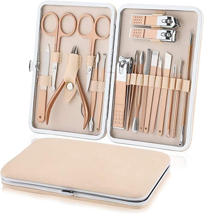 Professional 18-Piece Manicure & Pedicure Kit for Women & Men - Rose Gold Nail Clippers, Cuticle Tools & Foot Care Set - Perfect Gift for Home Spa, Travel & Salon Use