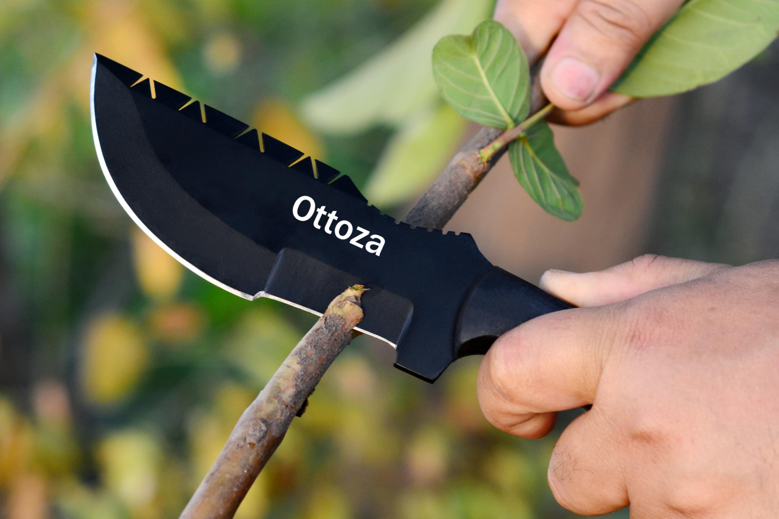 Ottoza Fixed Blade Hunting Knife - 1095 High Carbon Steel with Micarta Handle & Horizontal Carry Sheath for Outdoor Survival, Camping, Bushcraft | Perfect for Hunting, Fishing, and Wilderness Adventures