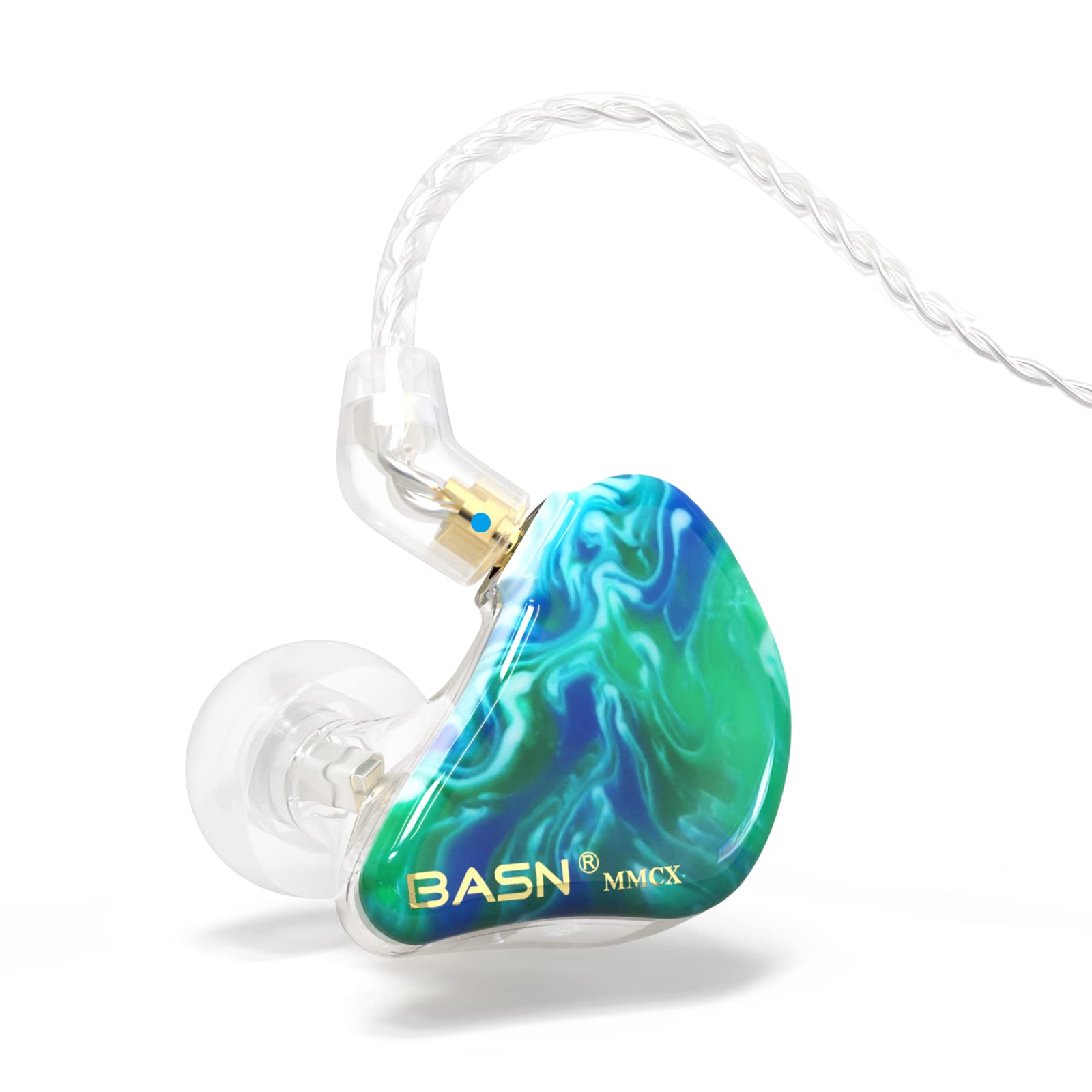 BASN MMCX In-Ear Monitor Headphones - Triple Driver Noise Isolating Earphones for Musicians with 2 Upgraded Detachable Cables (Ice Green) | Perfect for Studio Recording, Live Performances & Audiophile Listening