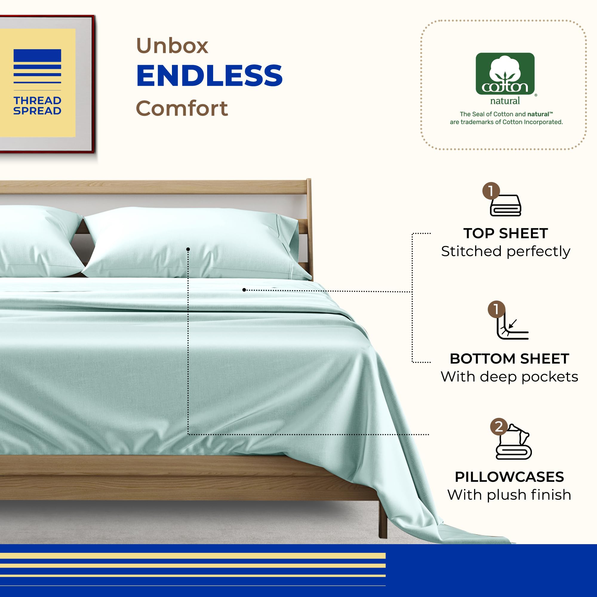 Premium 1000 Thread Count Egyptian Cotton Queen Size Bed Sheet Set - 4 Piece Sateen Weave with 16