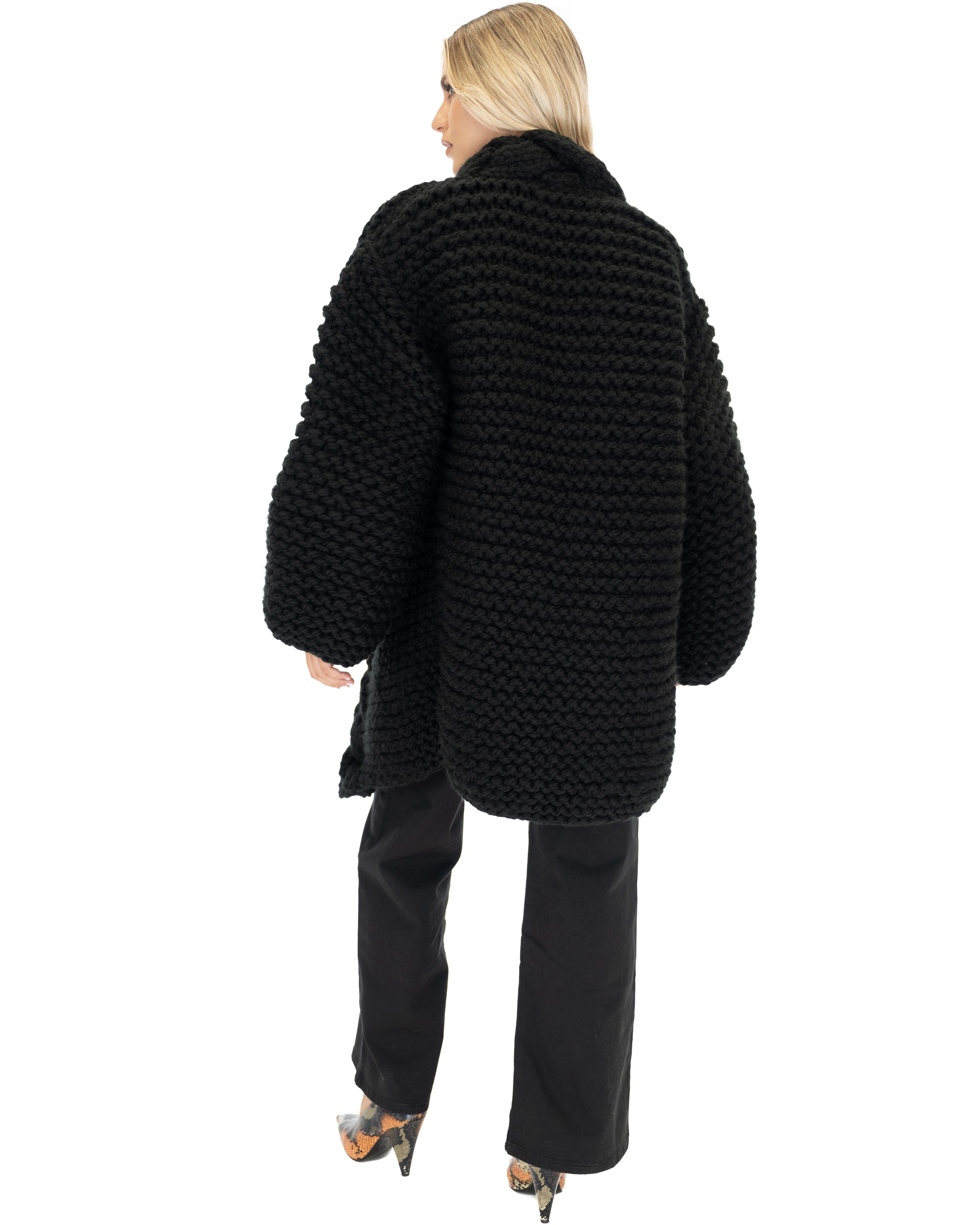 Women's Cable Knit Coat - Soft Wool Winter Jacket for Ladies - Perfect for Cold Weather, Office Wear & Casual Outfits